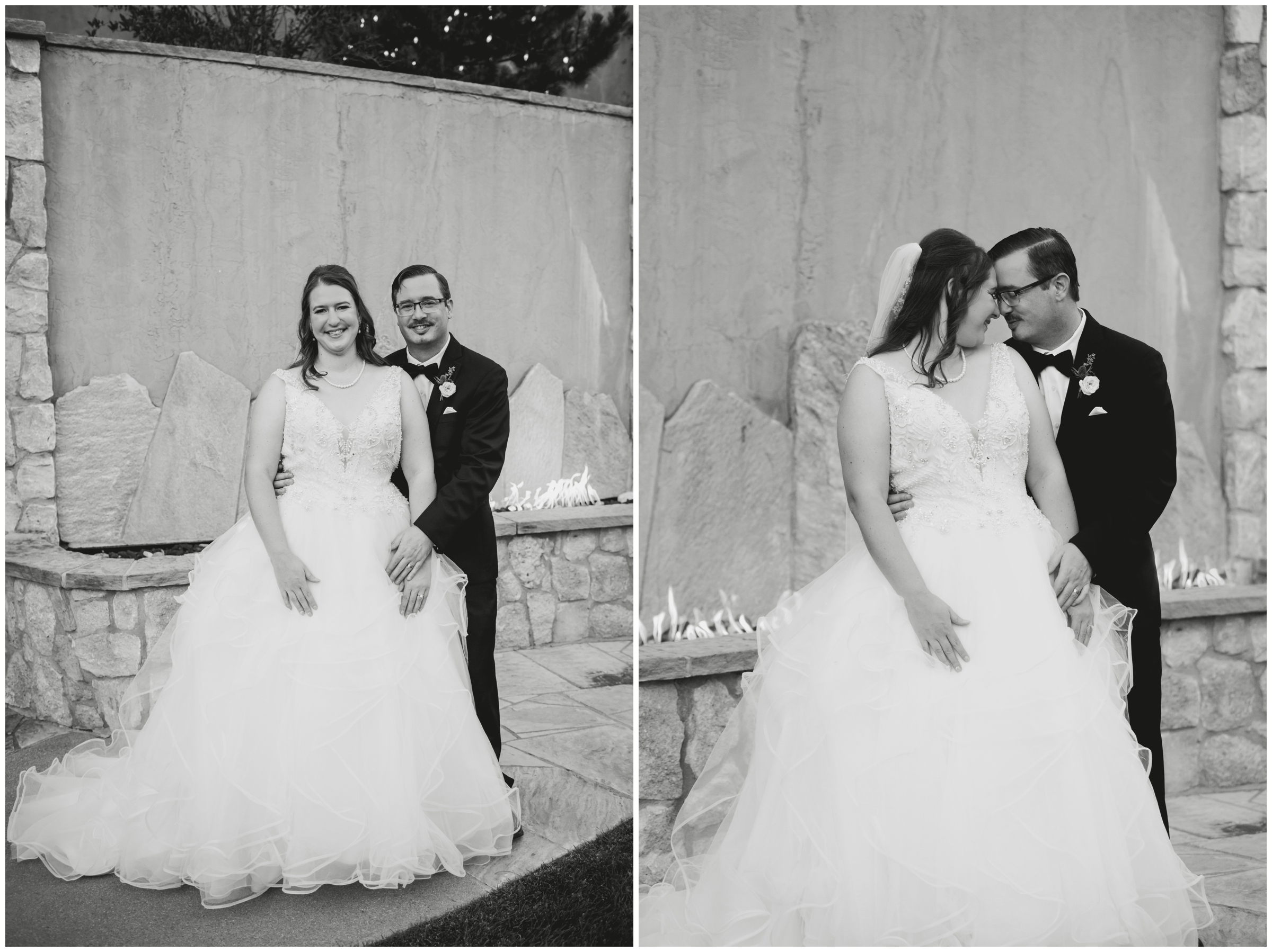 black and white wedding pictures at cielo castle pines colorado 