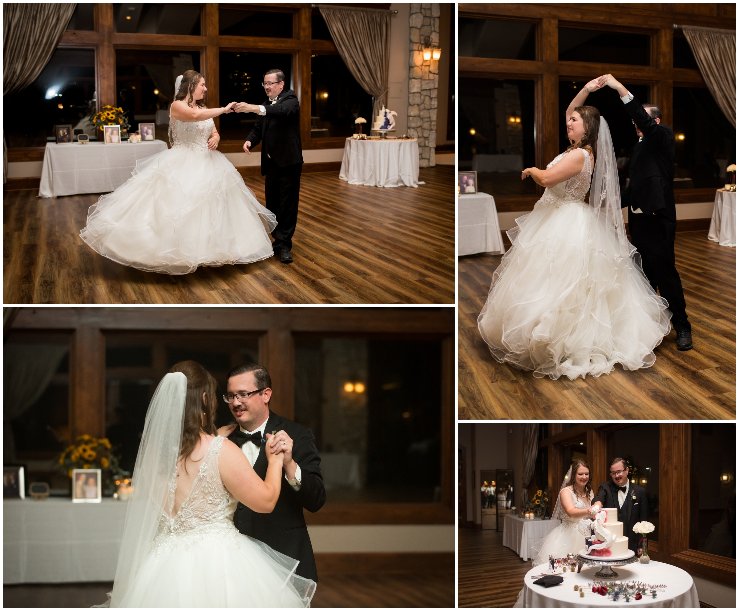 groom spinning bride during first dance at Cielo at Castle Pines wedding reception 
