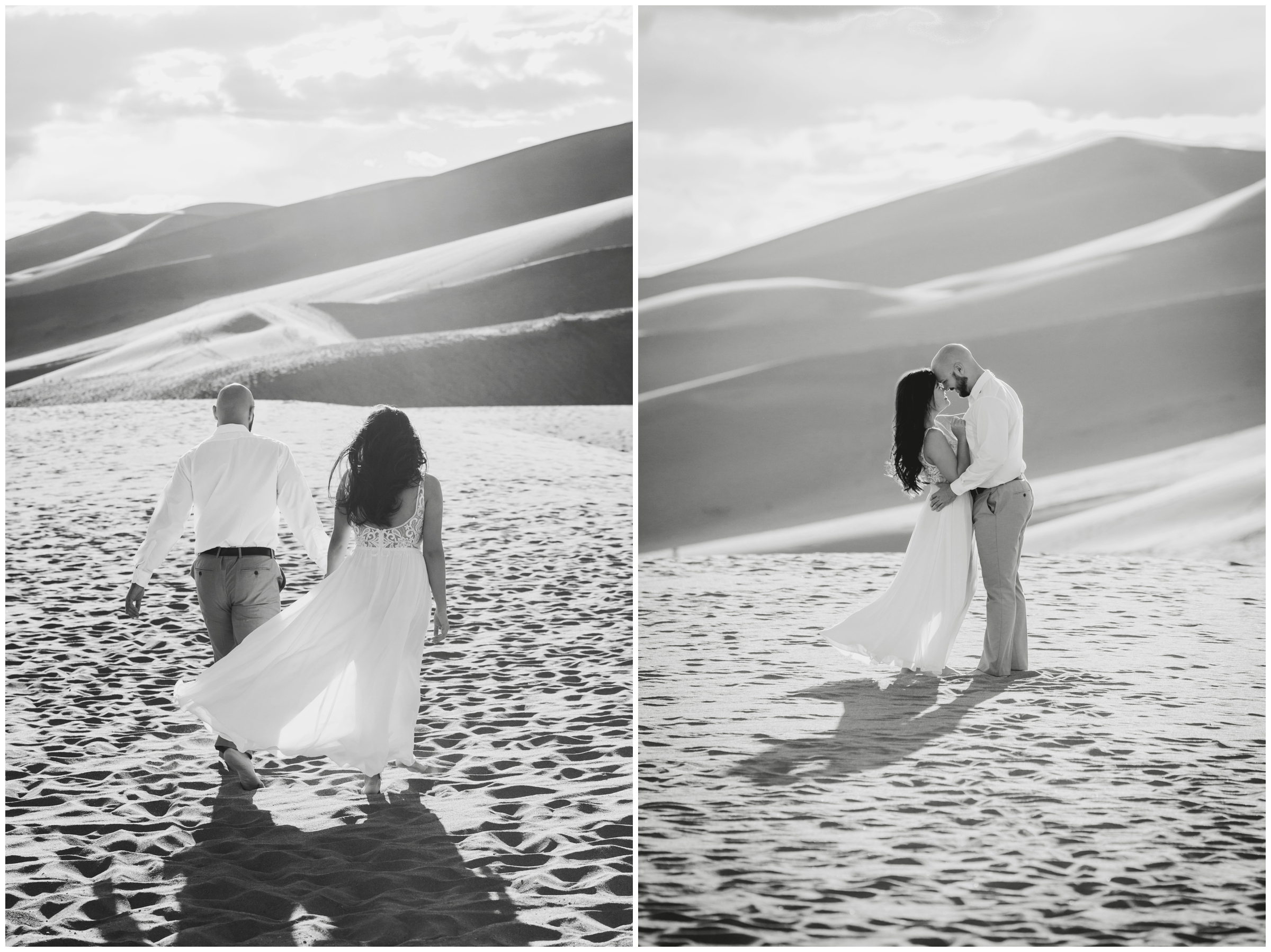 Colorado sand dunes engagement photos by Estes Park wedding photographer Plum Pretty Photography