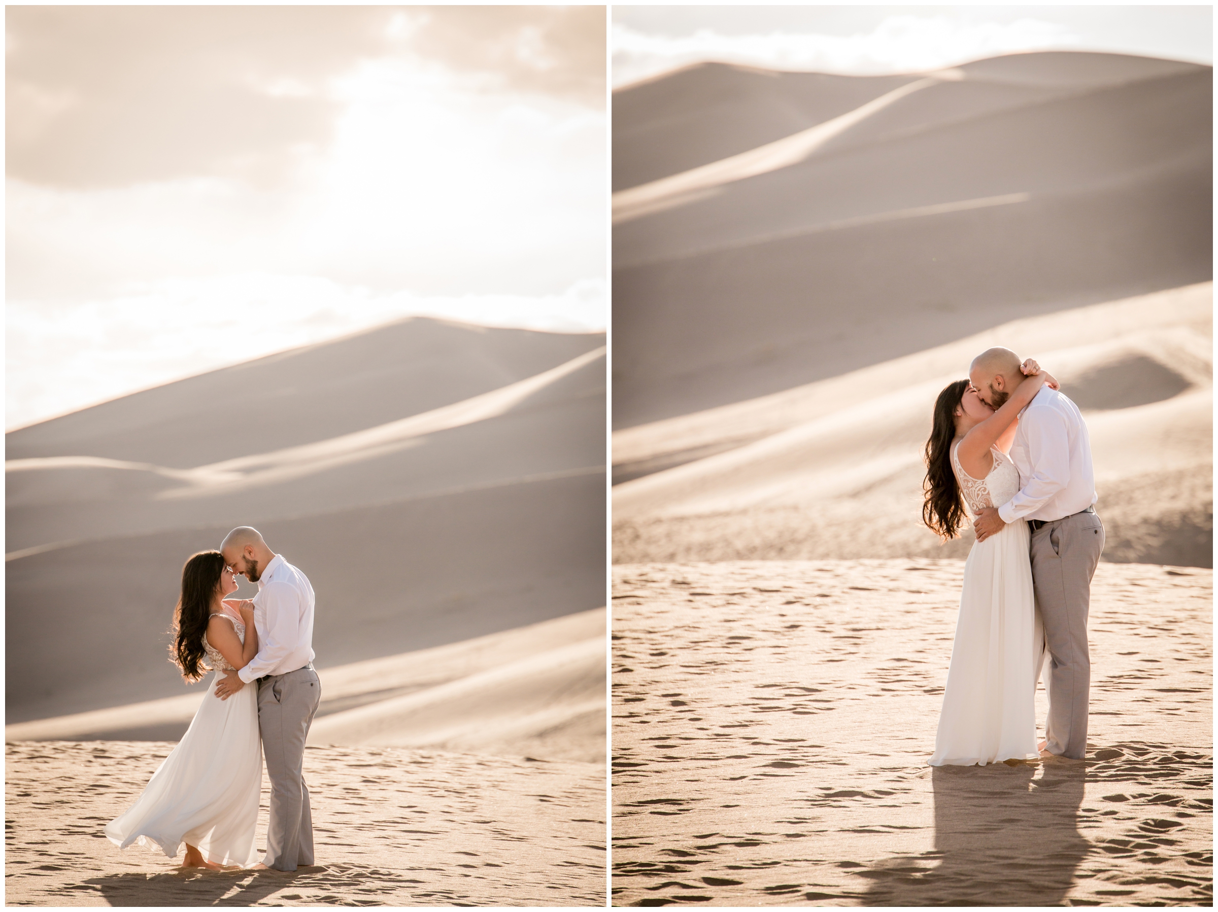 golden hour sunset engagement portraits at the Colorado Sand Dunes