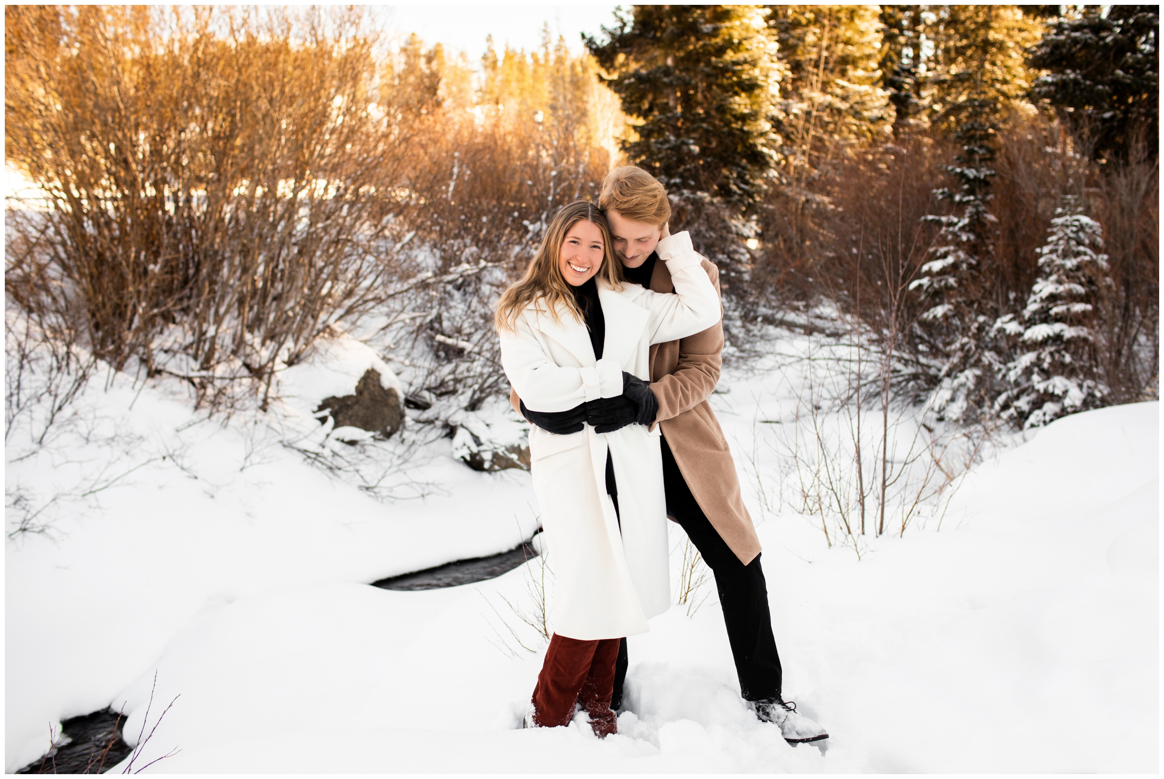 snowy winter engagement photography inspiration by Winter Park photographer Plum Pretty Photography 
