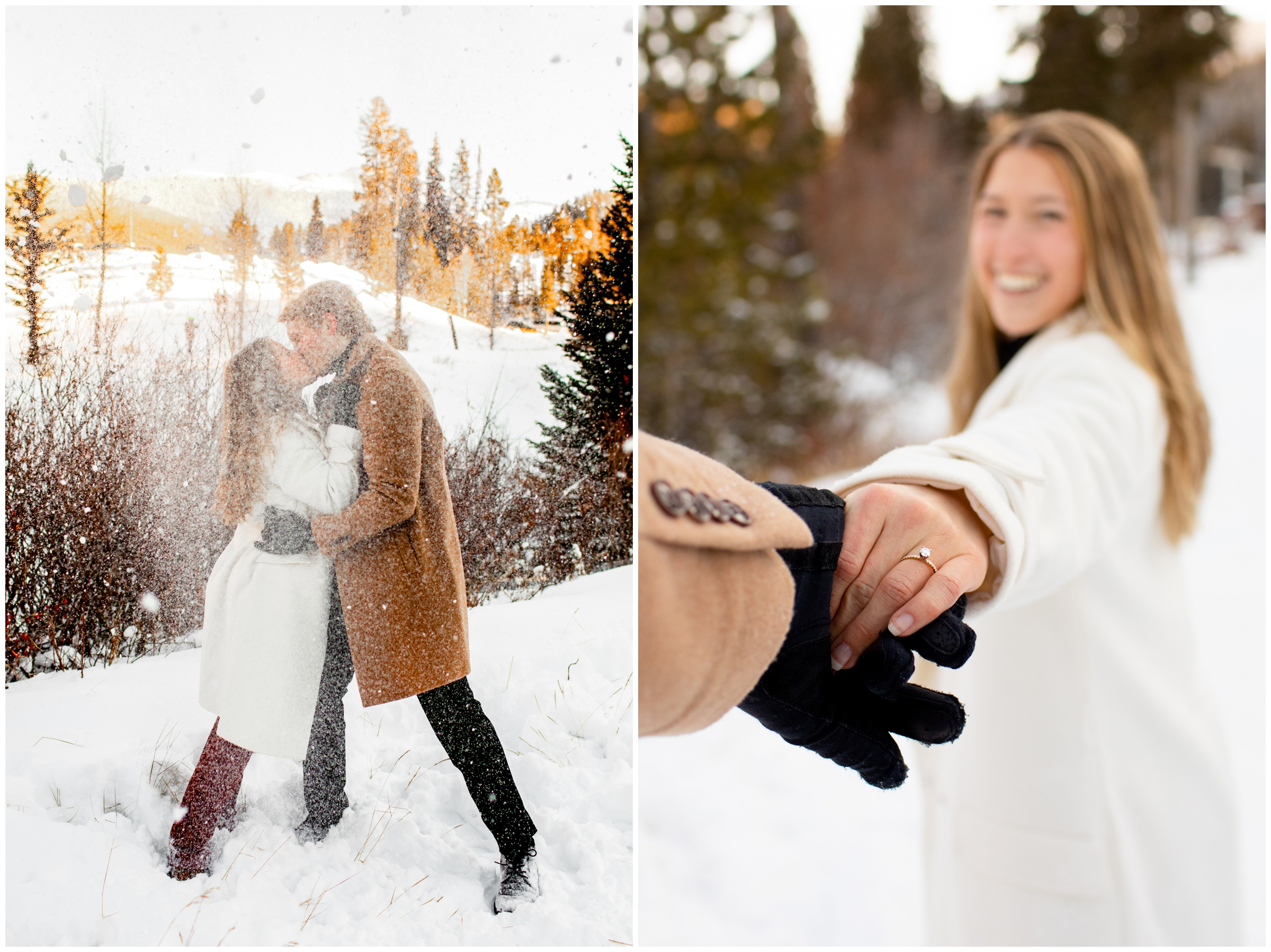 snowy Winter Park engagement photos by Colorado mountain wedding photographer Plum Pretty Photography