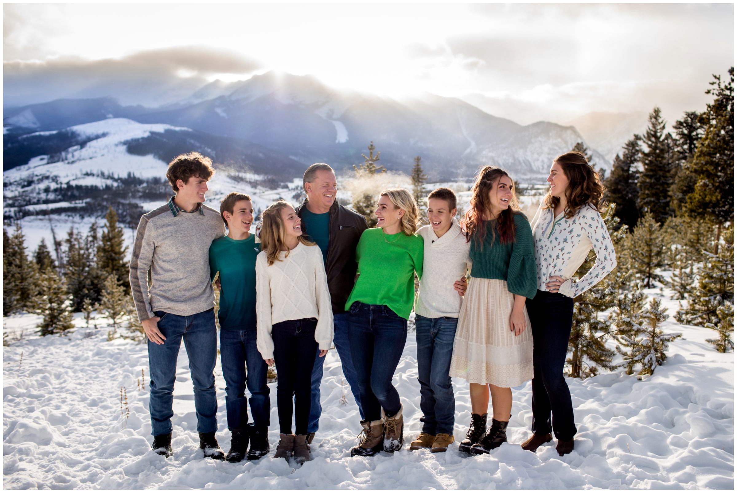 Breckenridge family portraits at Sapphire Point Overlook in the snow