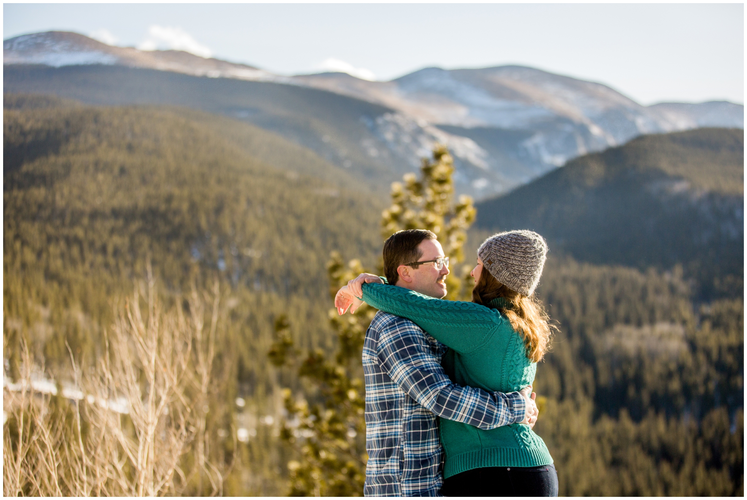 winter engagement photos in the mountains by Colorado photographer Plum Pretty Photo