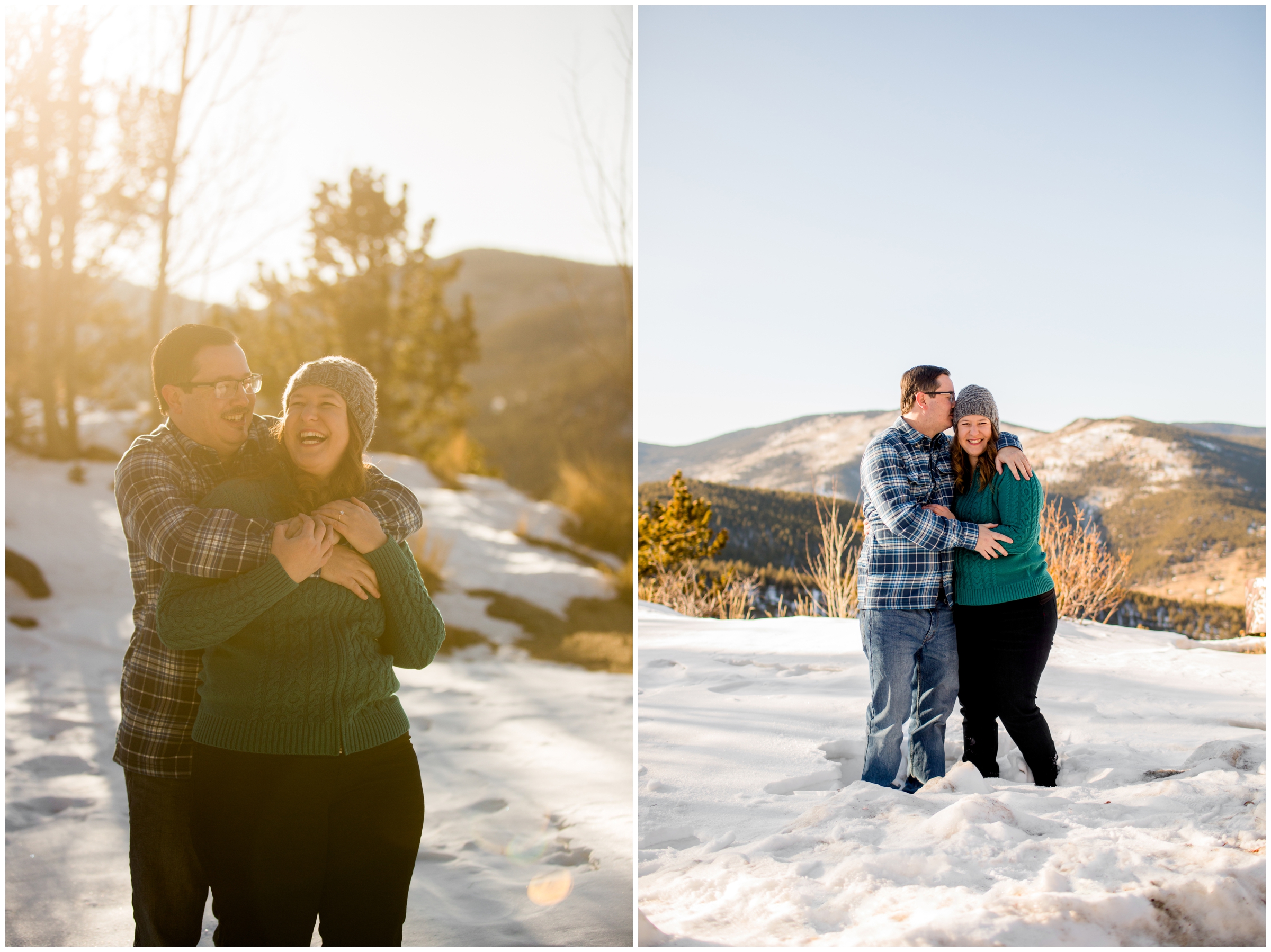 snowy winter engagement pictures in the Colorado mountains