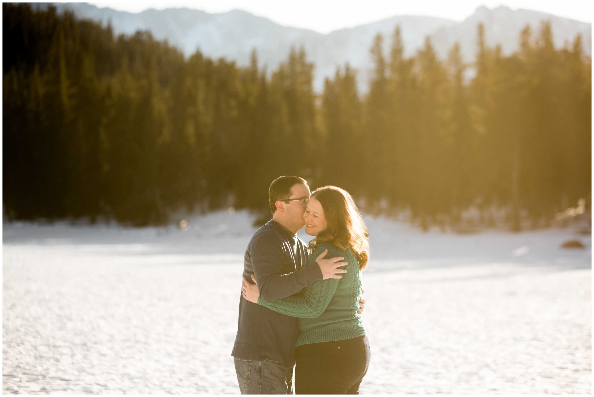 Echo Lake engagement photos during winter by Colorado mountain wedding photographer Plum Pretty Photography