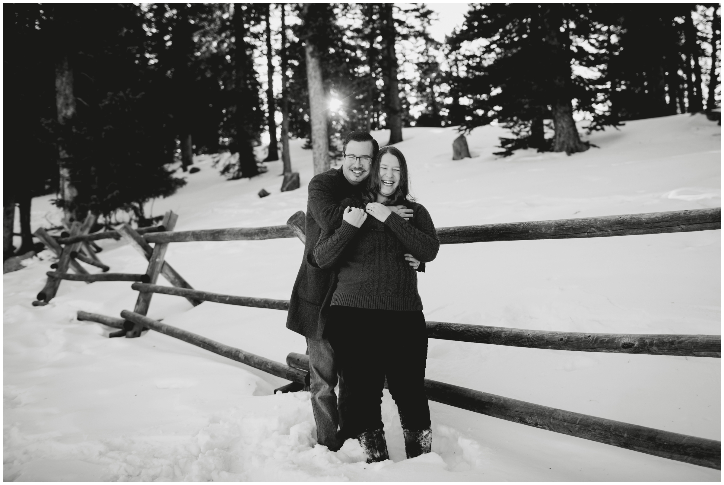 snowy winter engagement pictures in the Colorado mountains