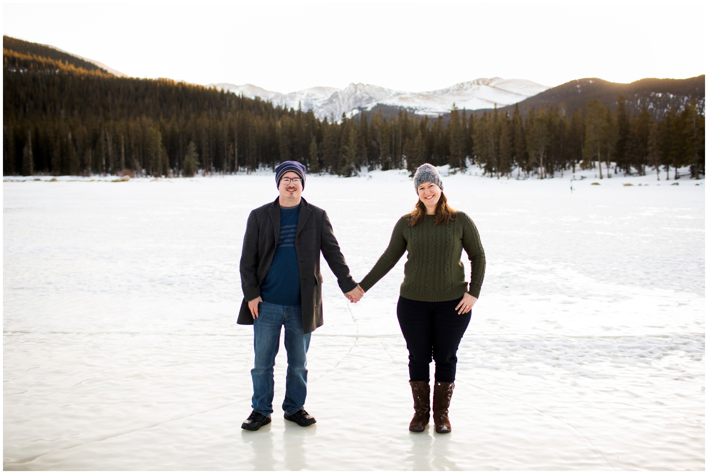 Echo Lake engagement photos during winter by Colorado mountain wedding photographer Plum Pretty Photography