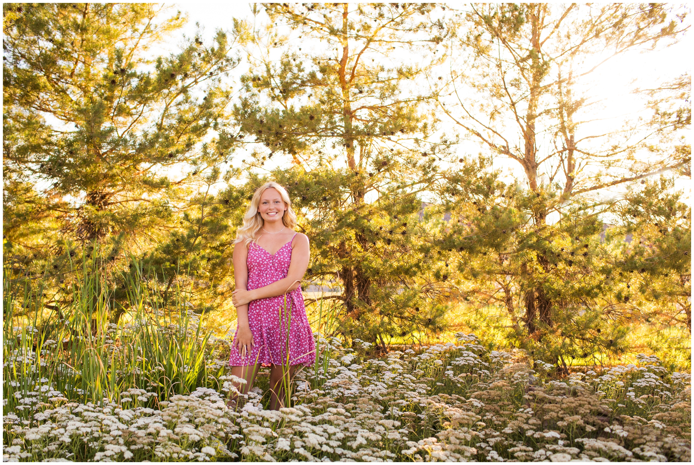 Erie senior portraits in a flower field by Northern Colorado photographer Plum Pretty Photography
