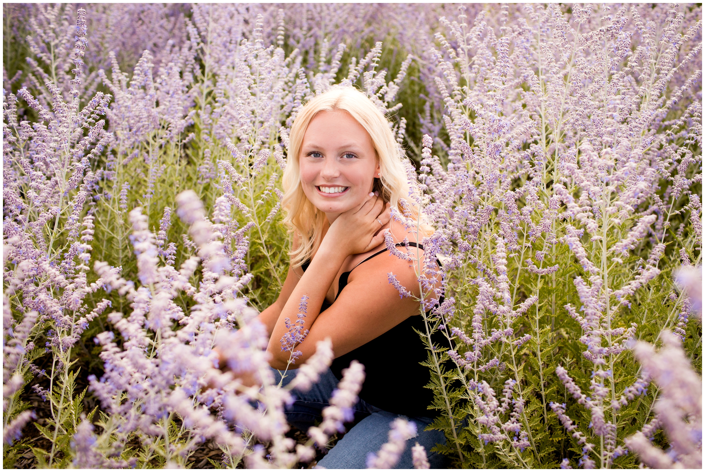 Erie senior portraits in a lavender field by Northern Colorado photographer Plum Pretty Photography