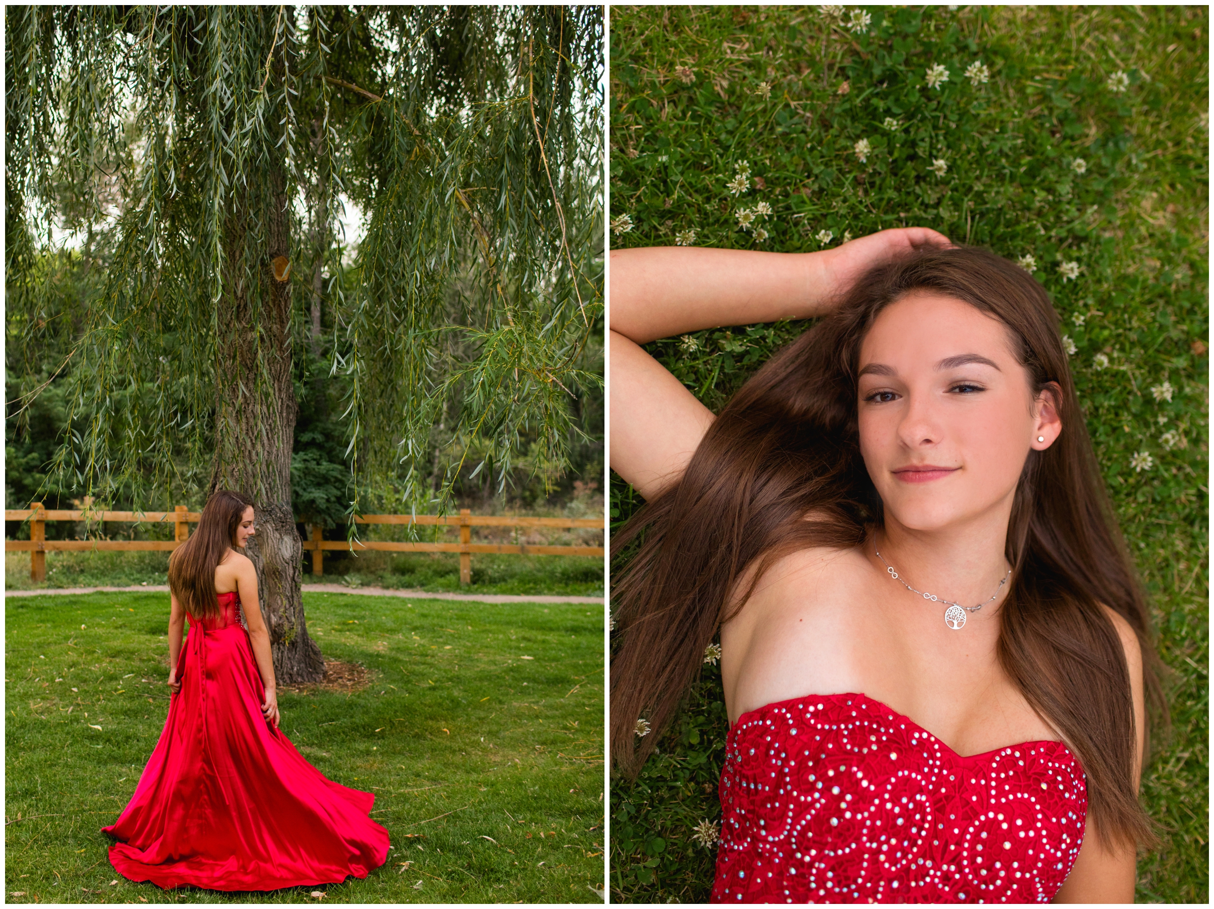 teen girl laying in grass during unique Colorado graduation portraits 