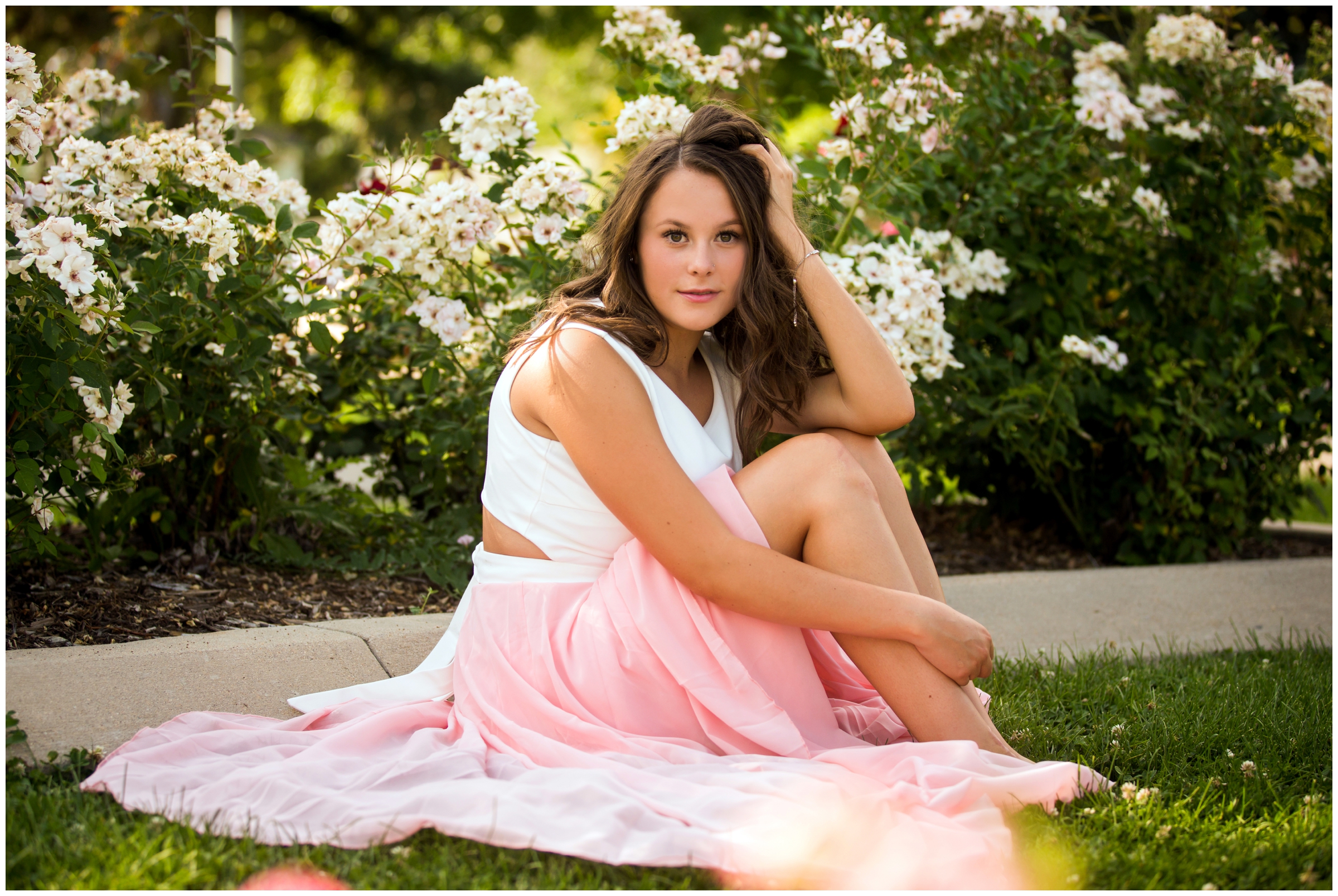 garden flower senior pictures by Mead Colorado photographer Plum Pretty Photography 