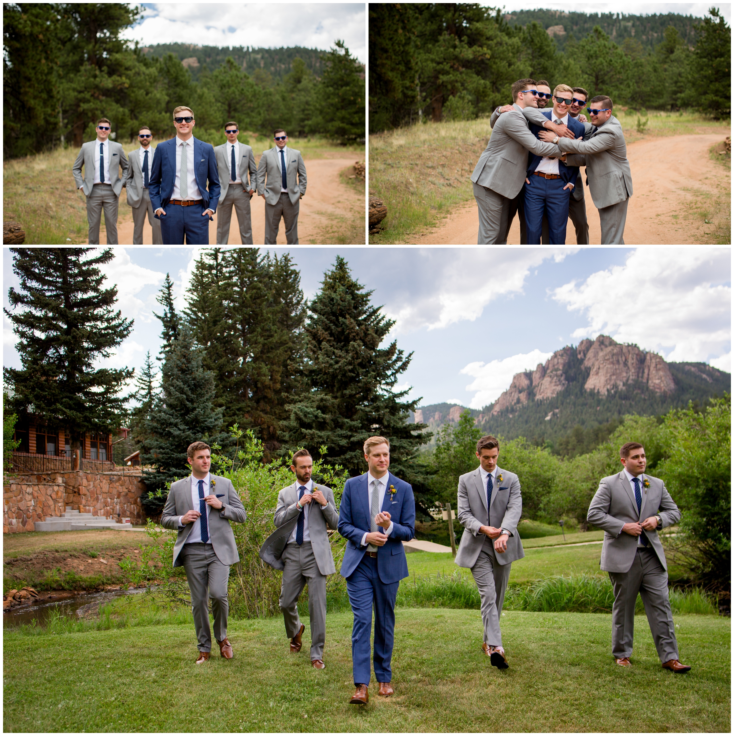 unique groom and groomsmen photos by Pine Colorado photographer Plum Pretty Photography 