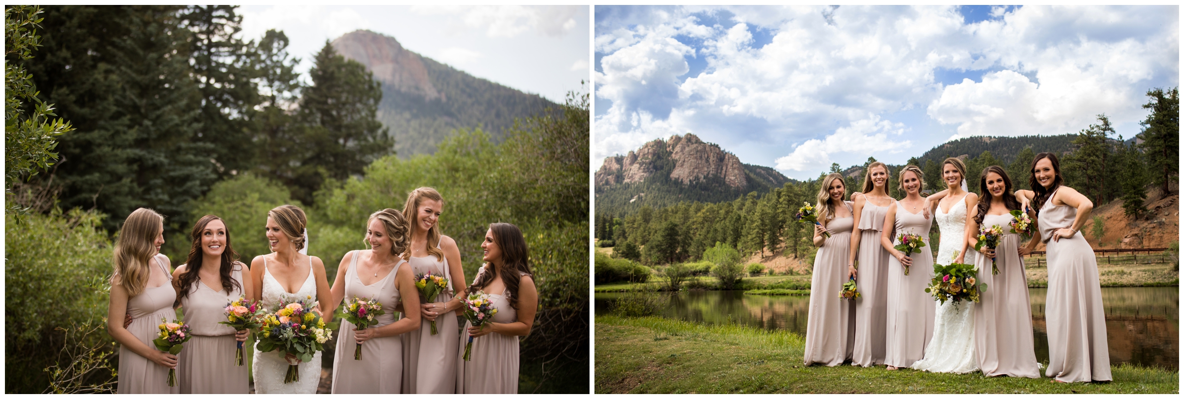 unique bridal party photos at Mountain View ranch wedgewood wedding