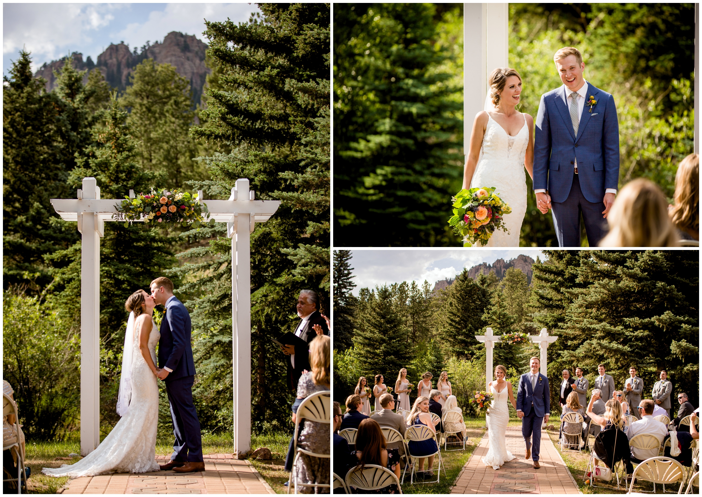 first kiss at Mountain View Ranch by Wedgewood weddings outdoor ceremony 