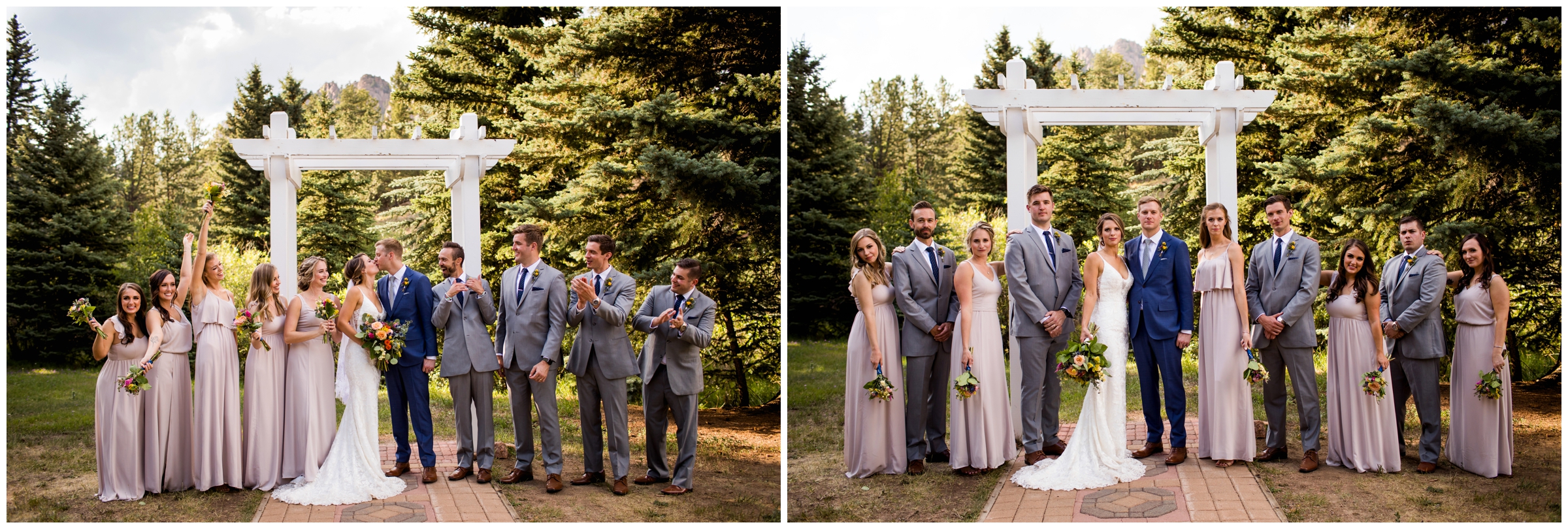 wedding party in lilac and gray