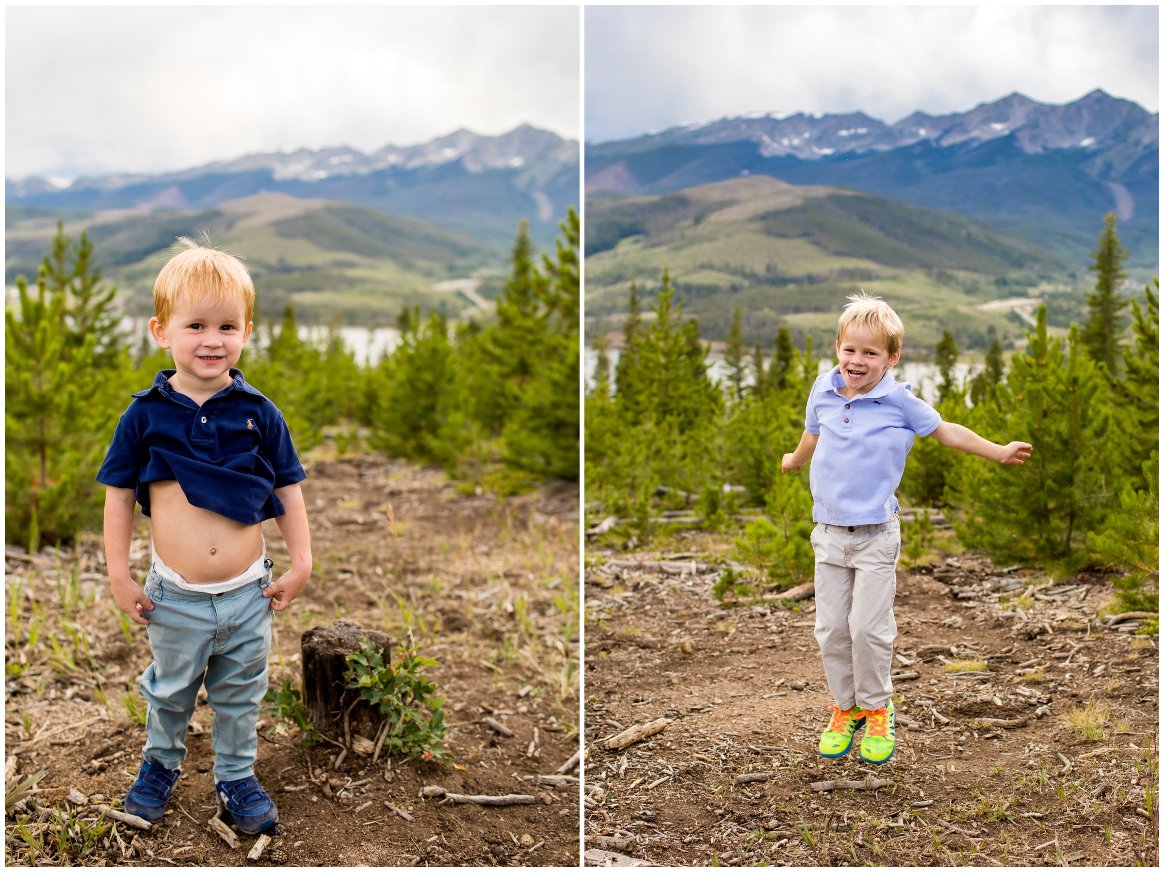Funny candid family photos at sapphire point overlook Breckenridge 