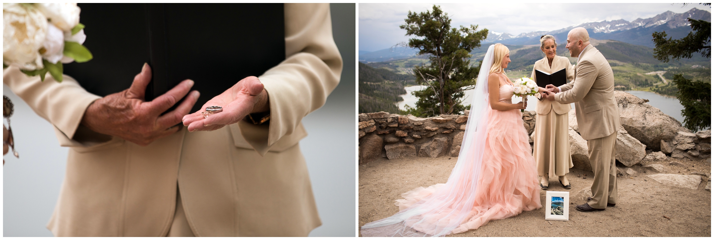Ring ceremony during Colorado mountain elopement in Breckenridge 
