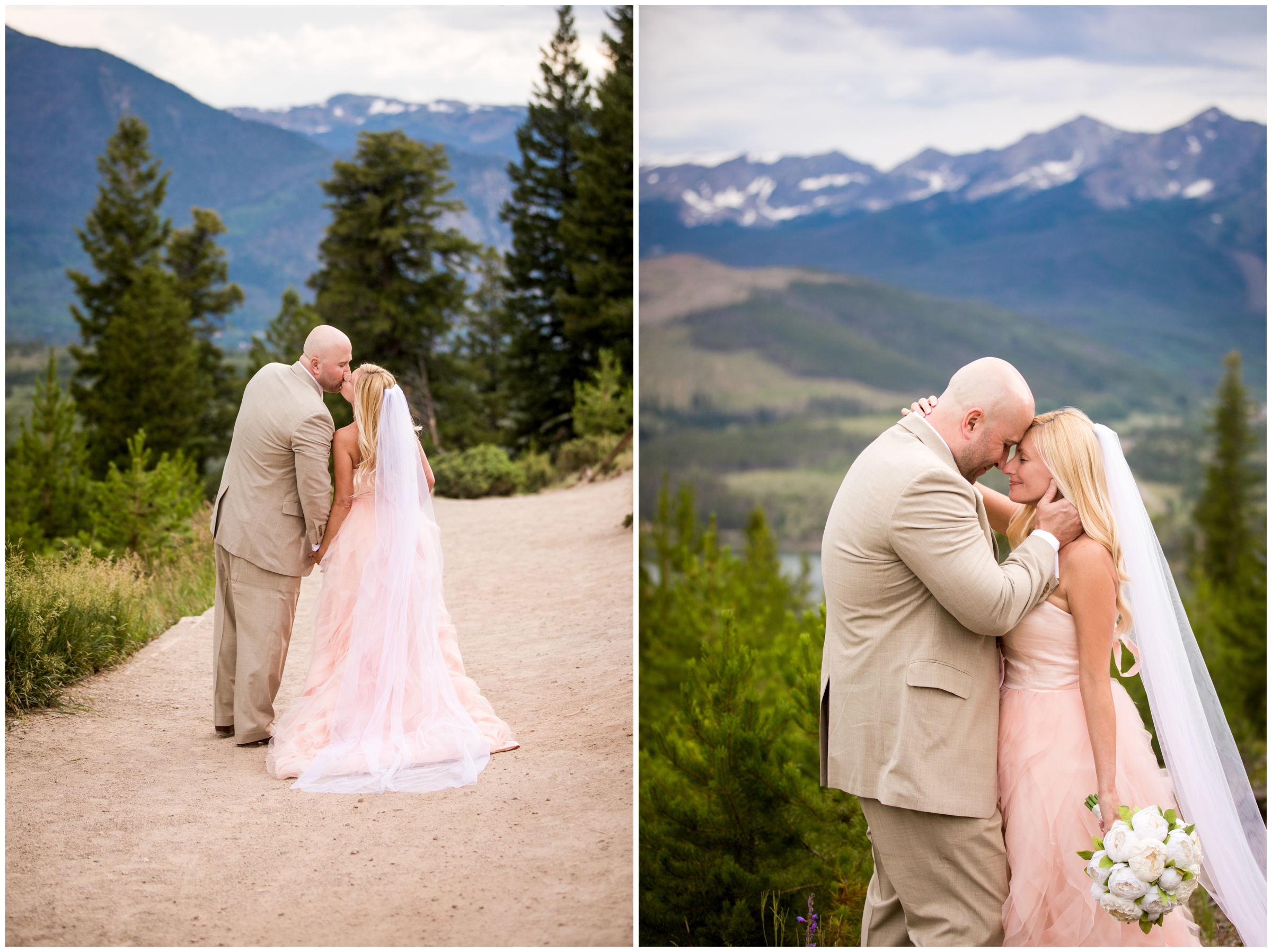 Couple walking down the road during Breckenridge wedding photos at Sapphire point overlook