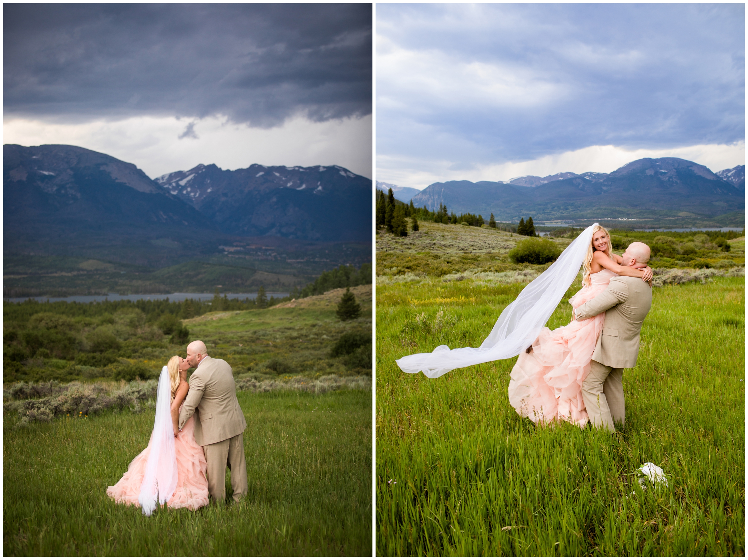 couple kissing during Colorado elopement wedding portraits at sapphire point 