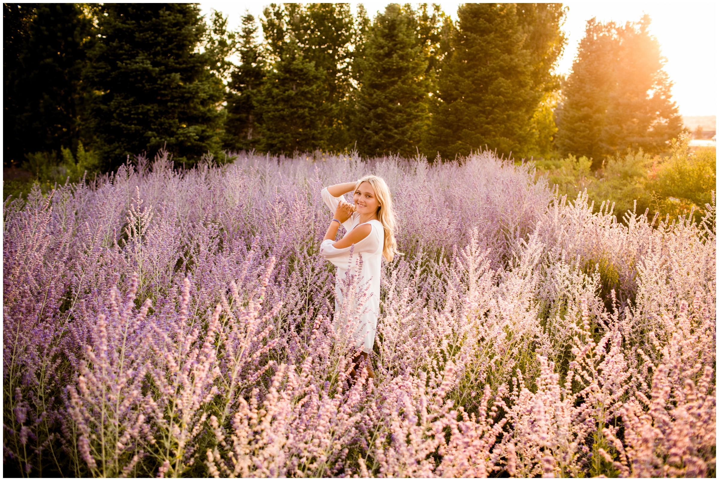 teen girl posing in lavender field during unique Colorado senior photos