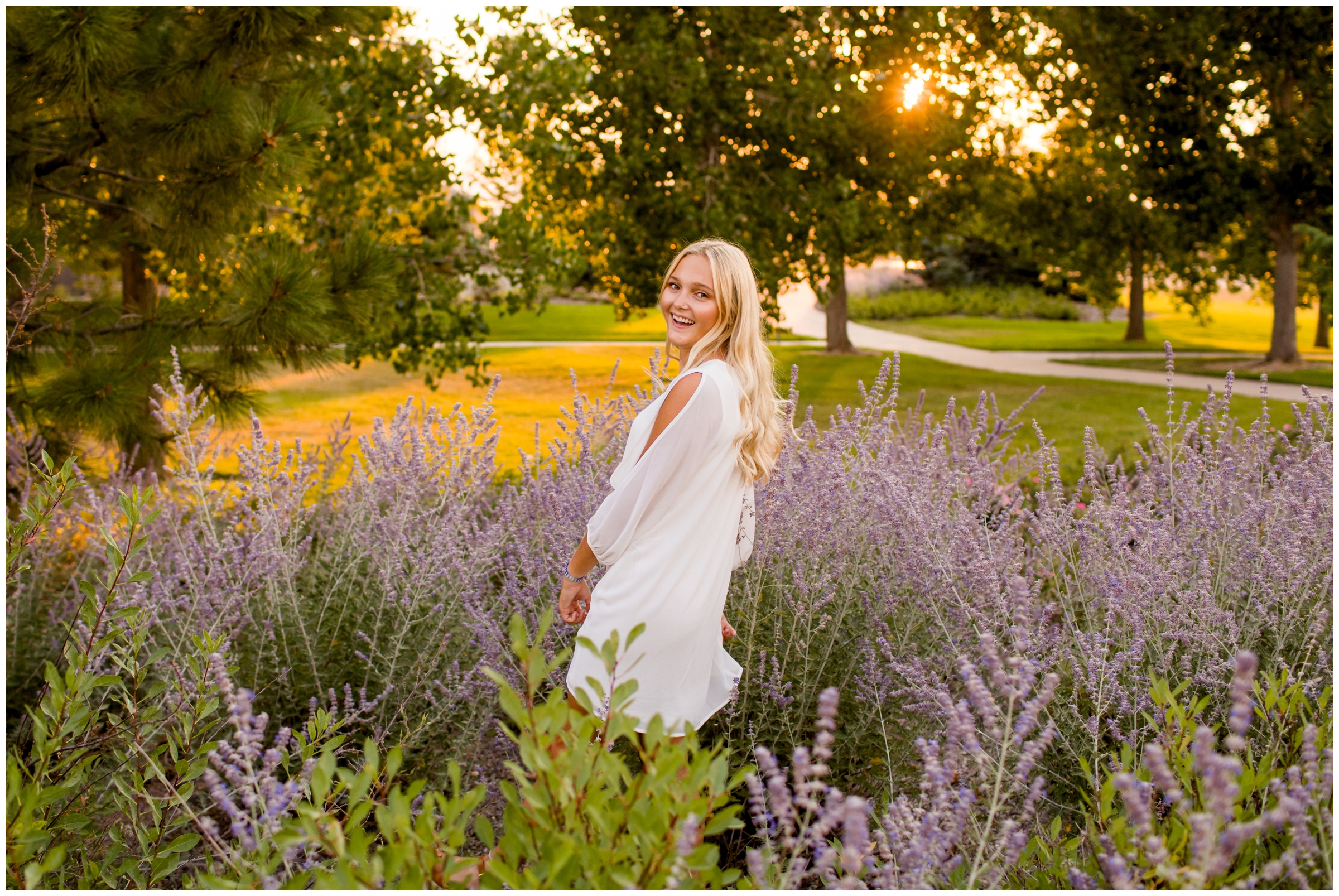 teen posing in lavender field during Colorado senior photography session 