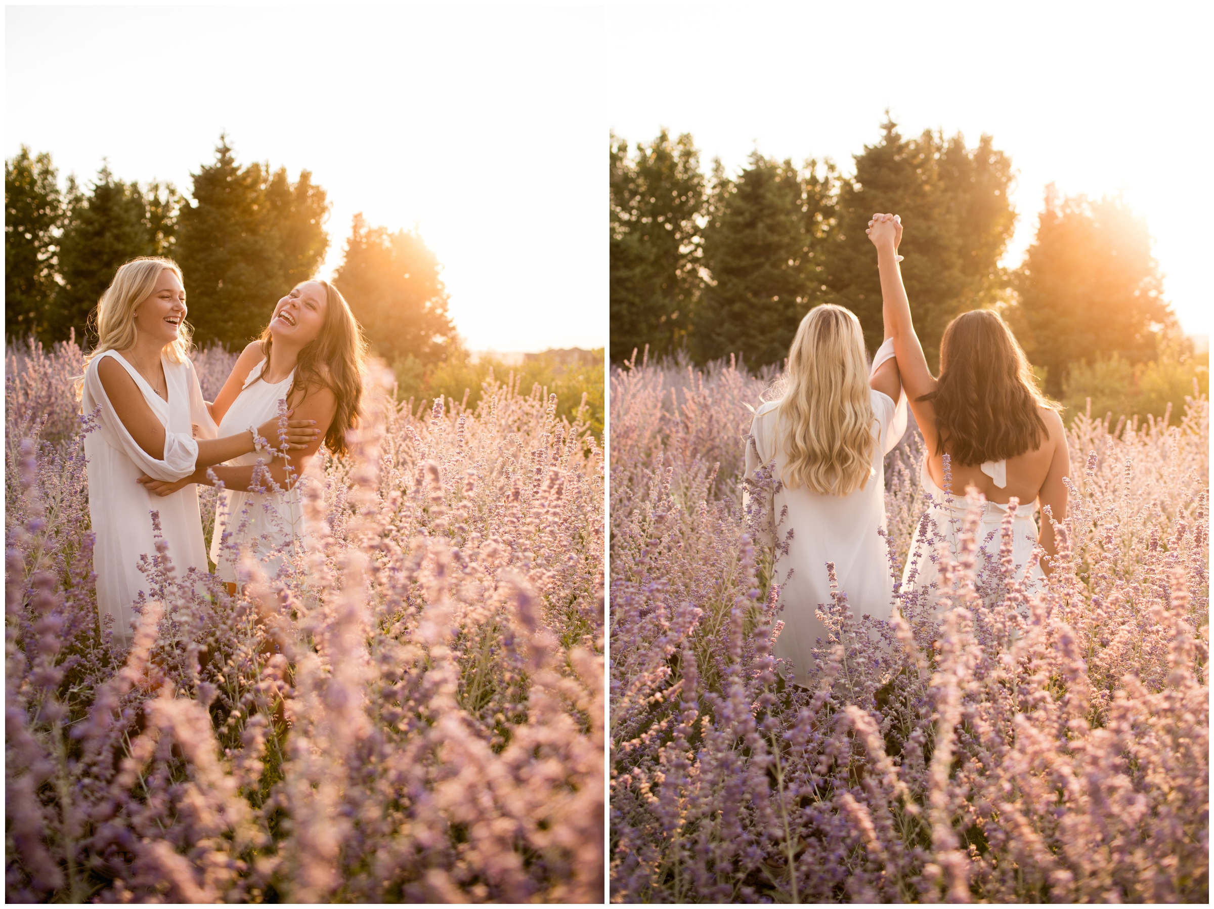 teen girls laughing during best friends senior pictures in Erie Colorado 