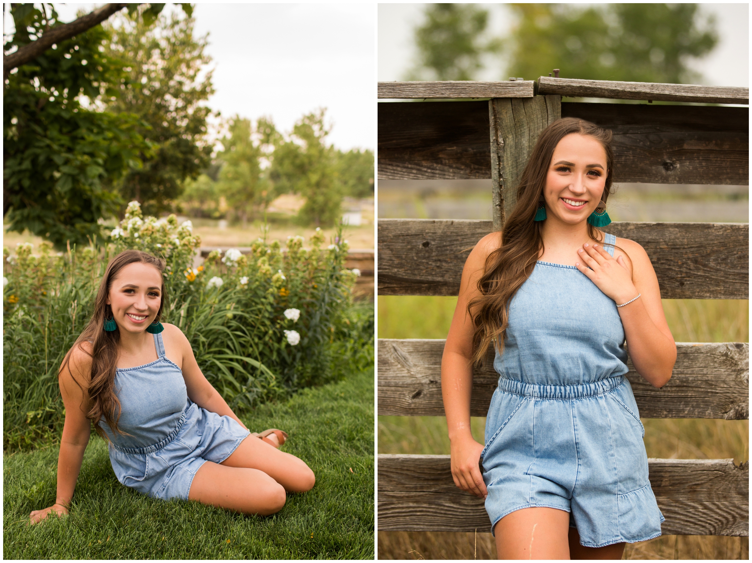 teen leaning against wooden fence during rustic Longmont Colorado senior photography session 