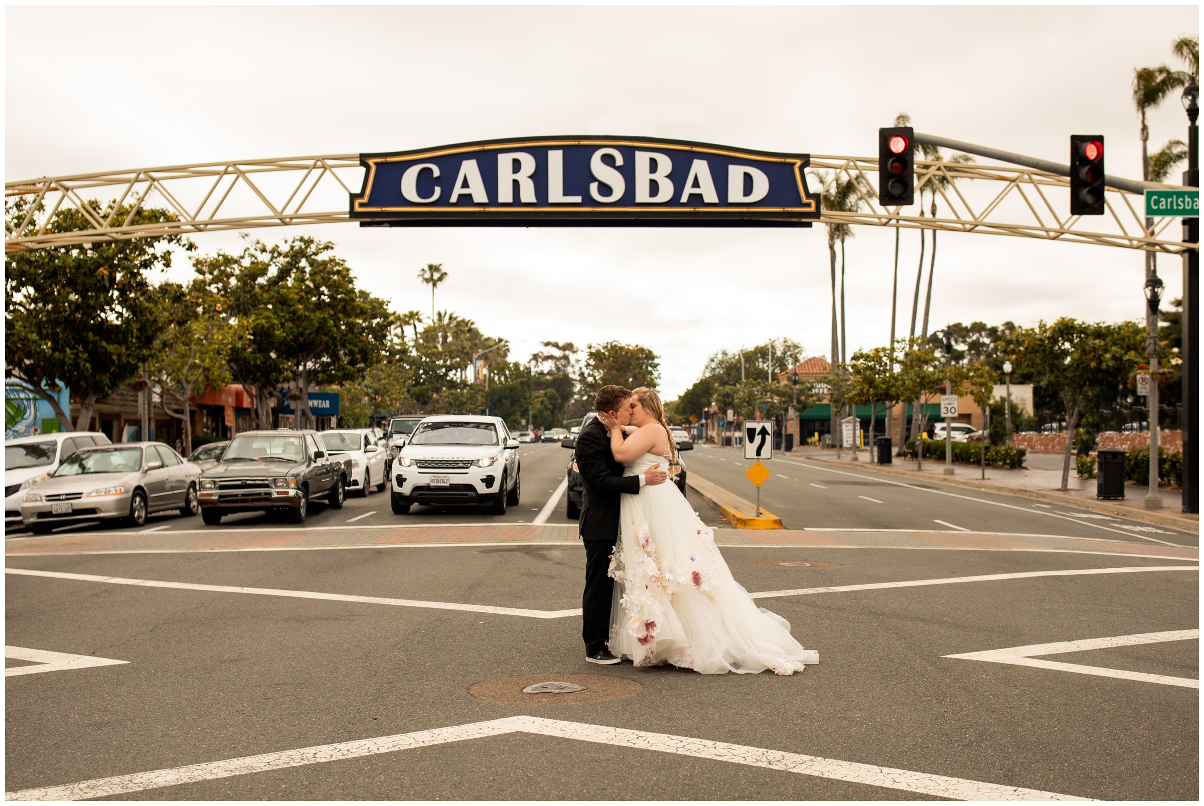urban city wedding portraits in Carlsbad California 