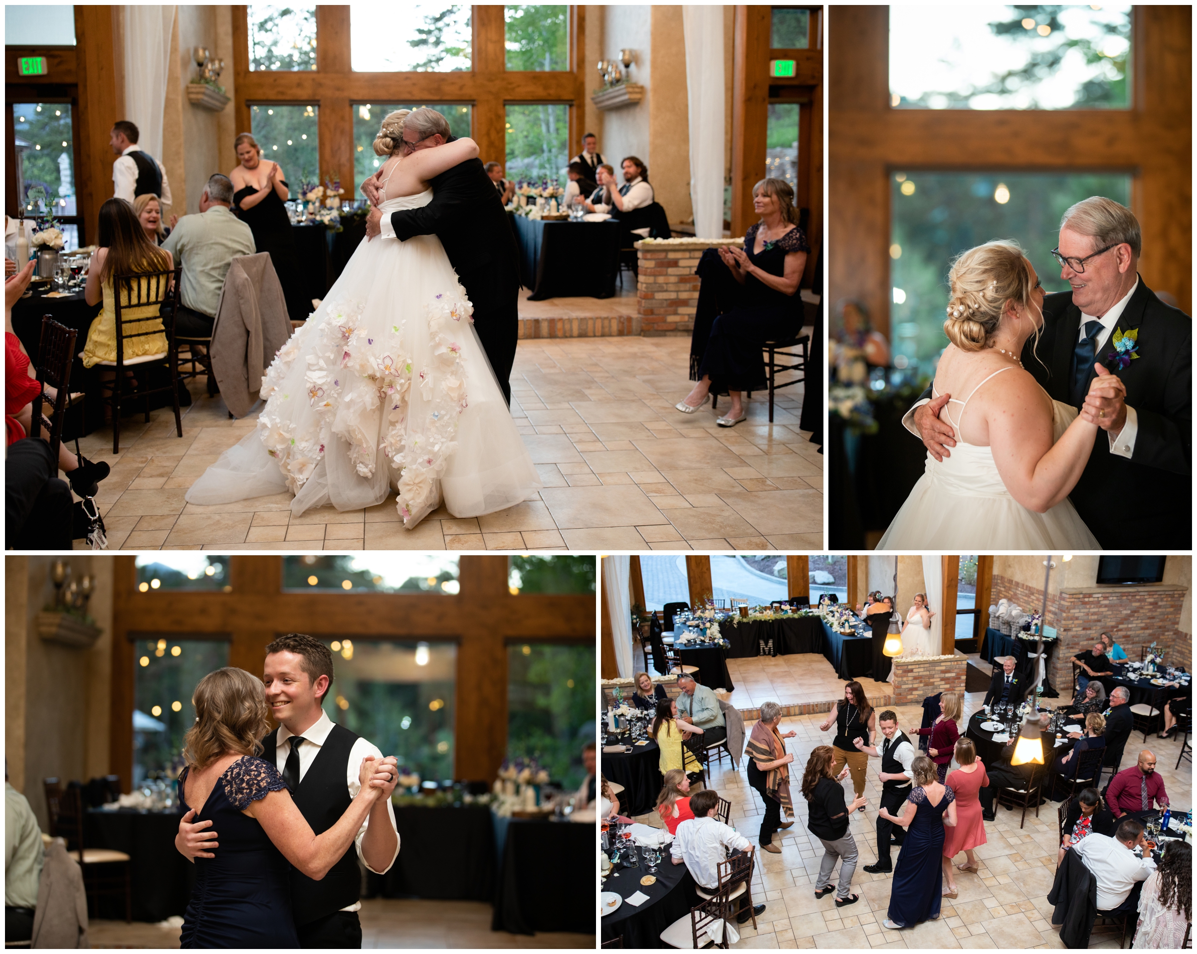 father daughter and mother son dances at Colorado reception 