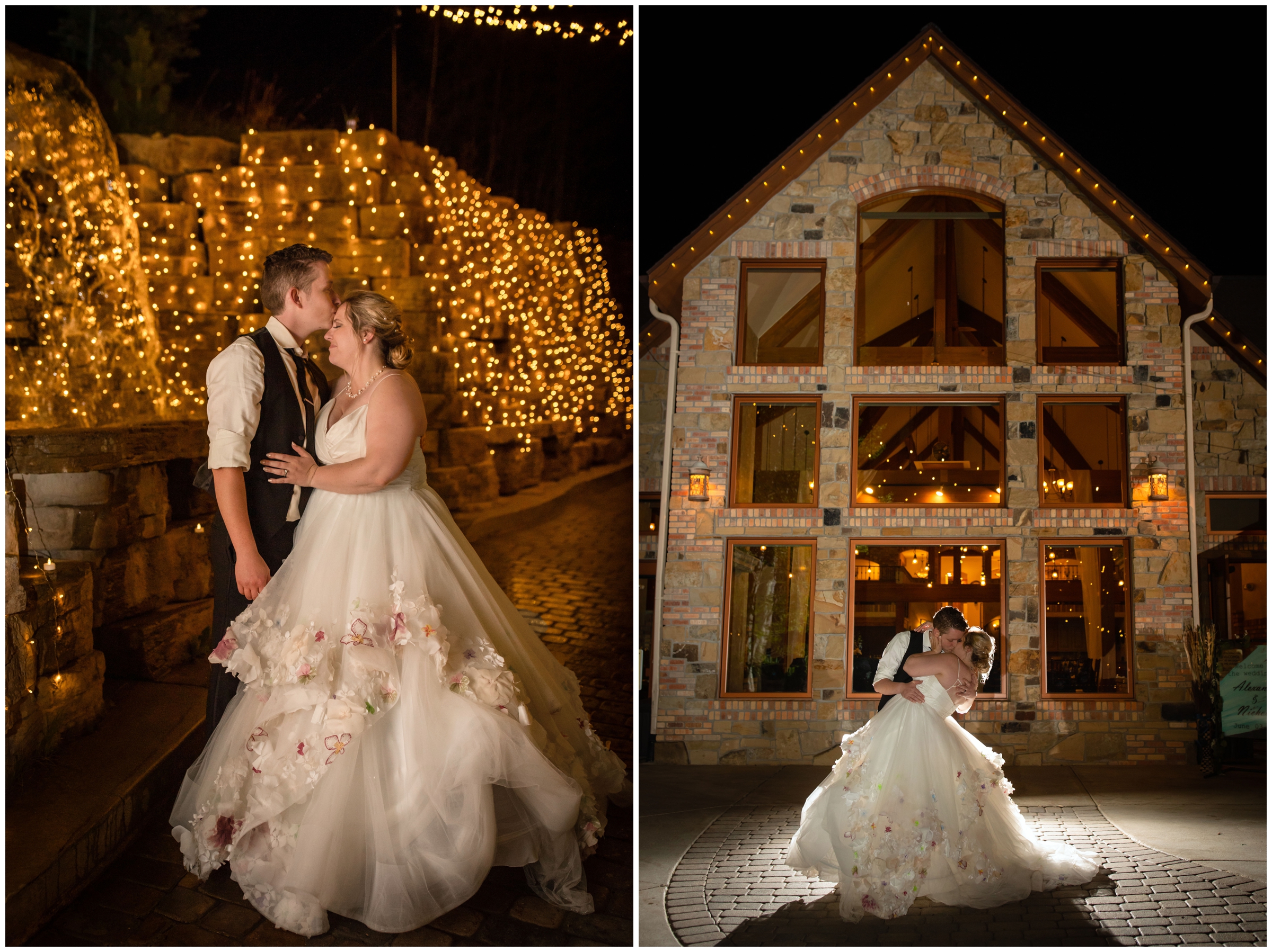 nighttime Della Terra wedding photography by Estes Park photographer Plum Pretty Photo 