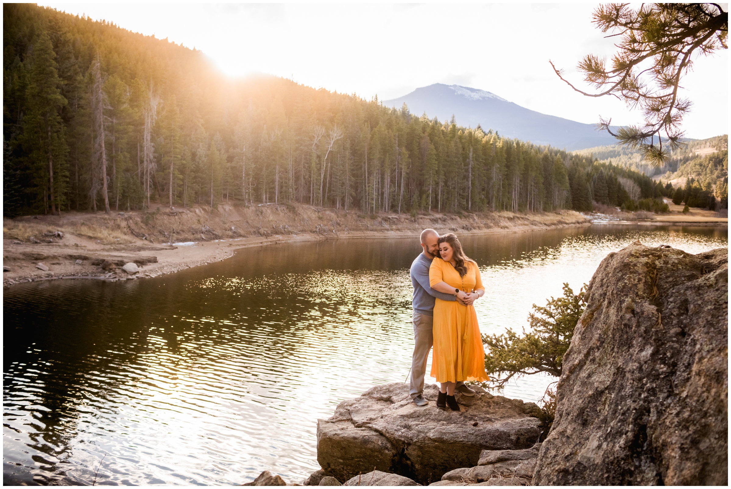 Sunny Evergreen Colorado engagement photos at Frosberg Park by CO mountain wedding photographer Plum Pretty Photography