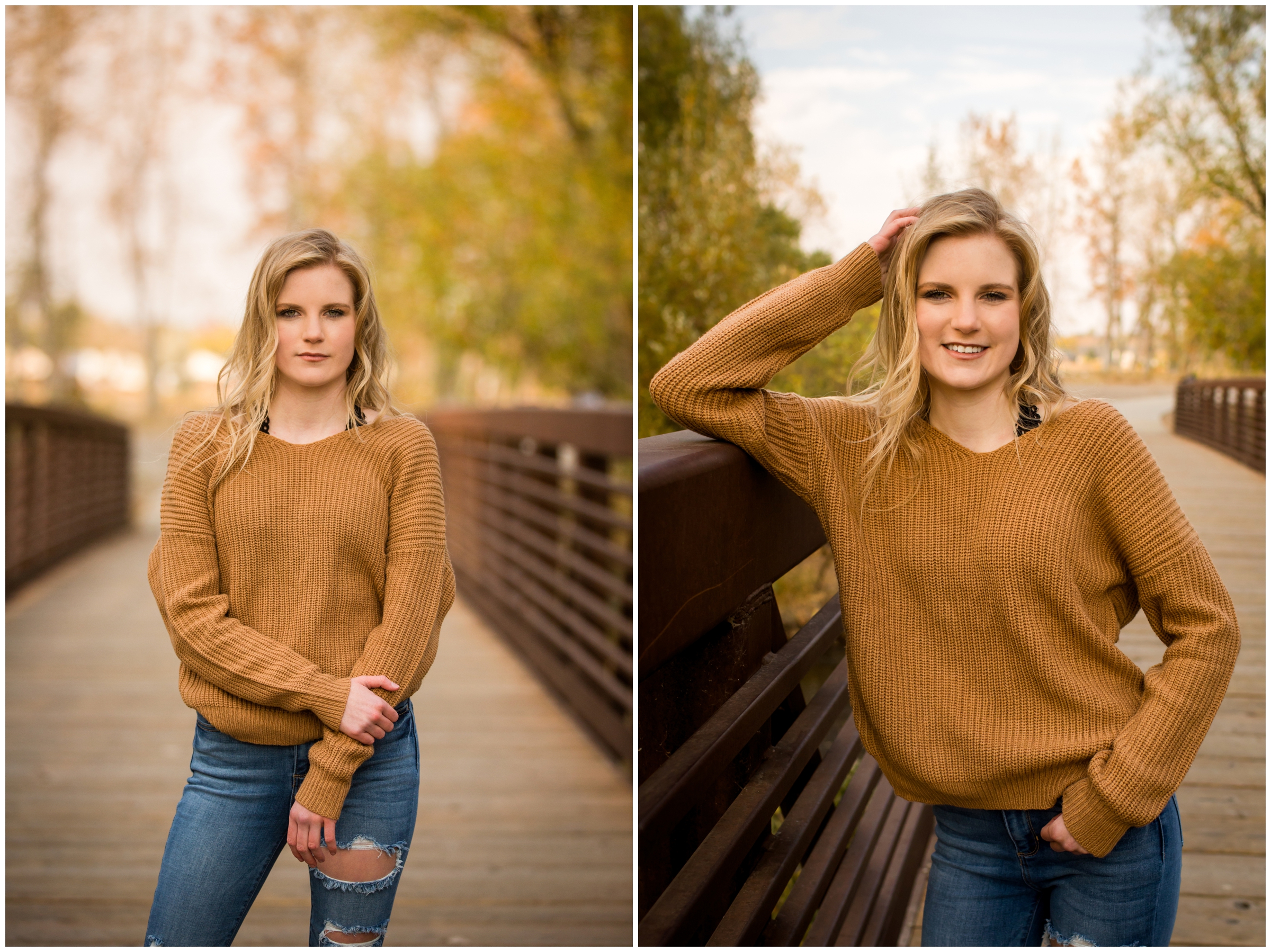 Fall senior photography inspiration at Golden Ponds in Longmont 