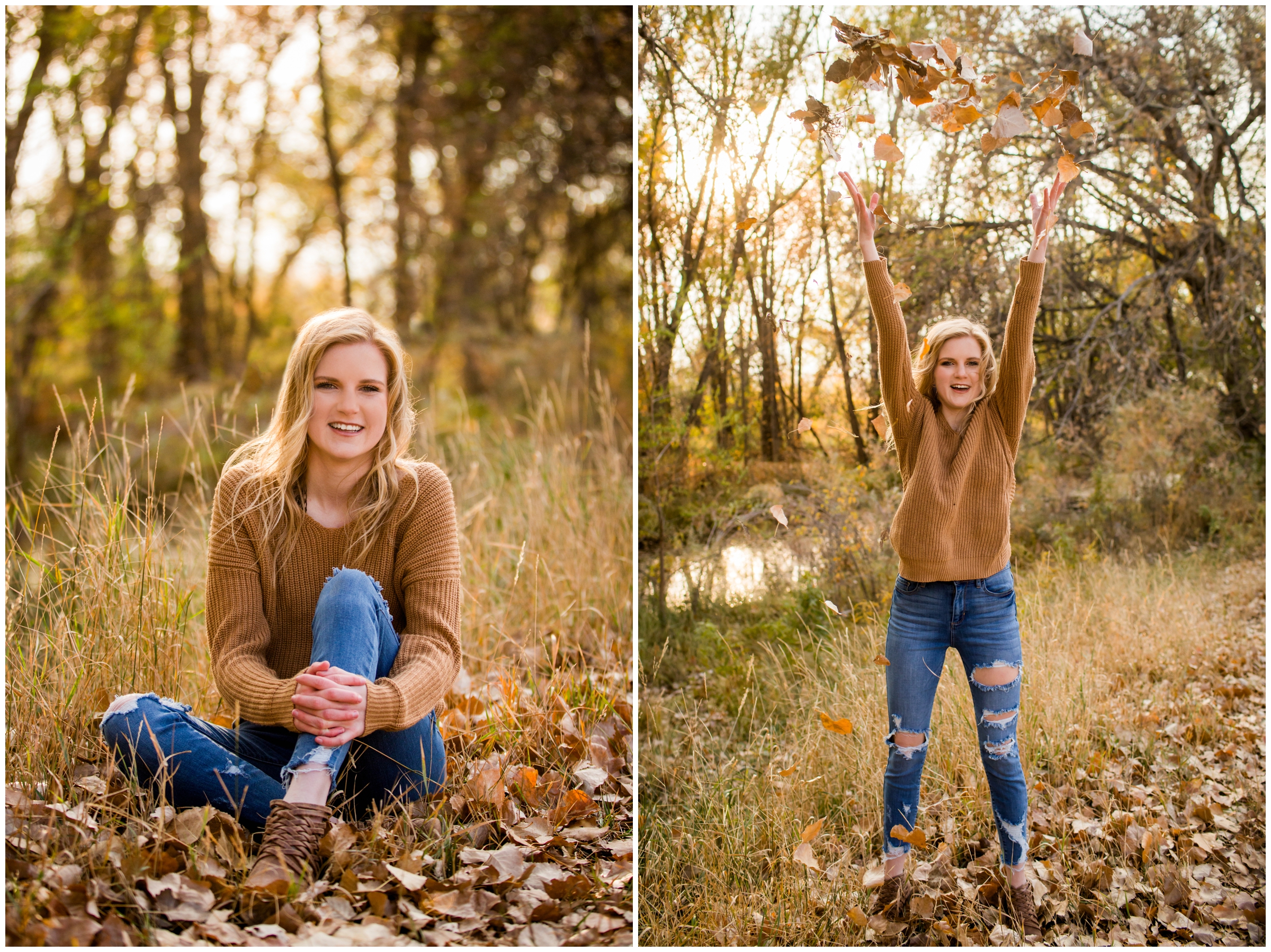Fall graduation photography inspiration at golden ponds in Boulder County