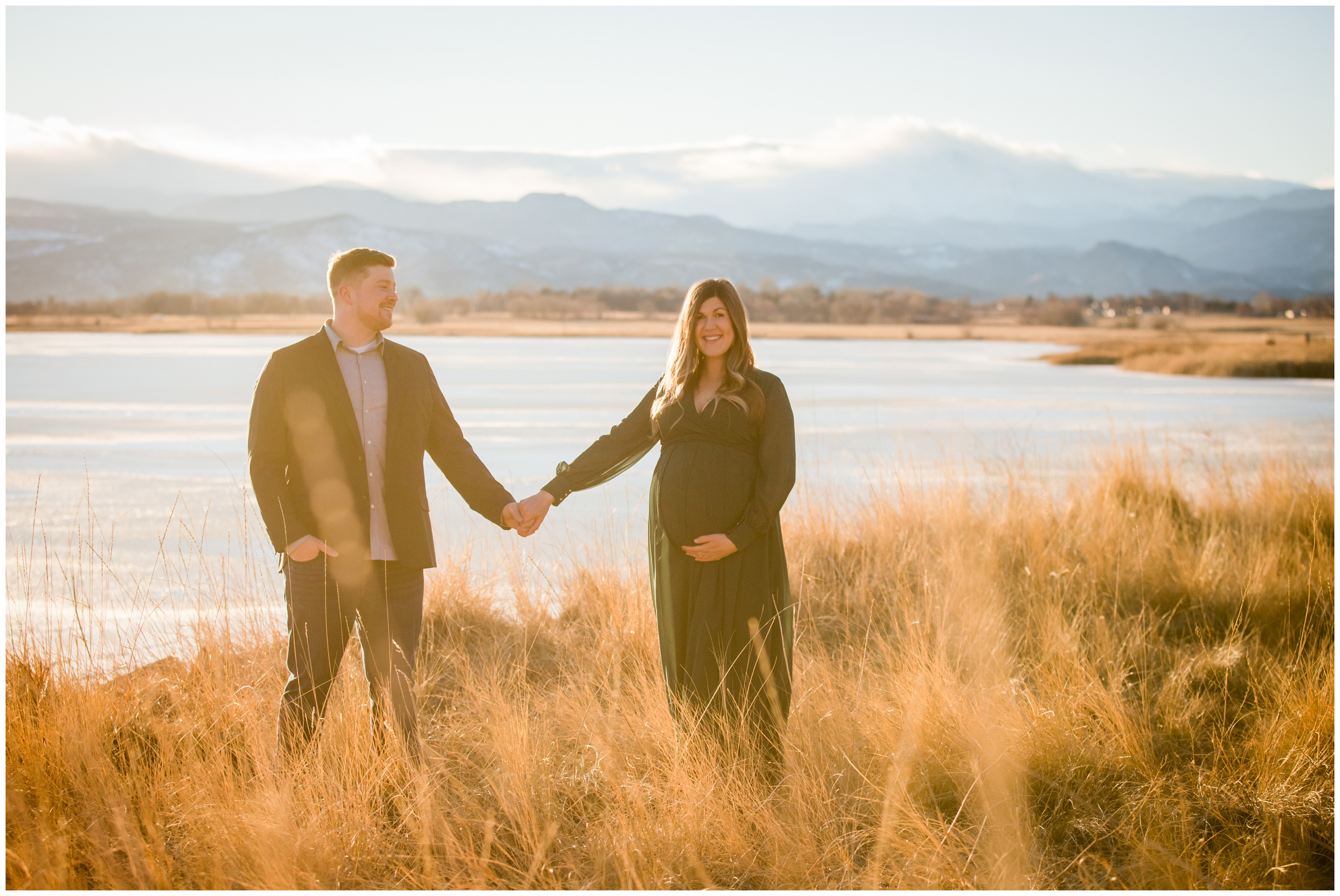 mountain maternity pictures at McIntosh Lake in Longmont Colorado 