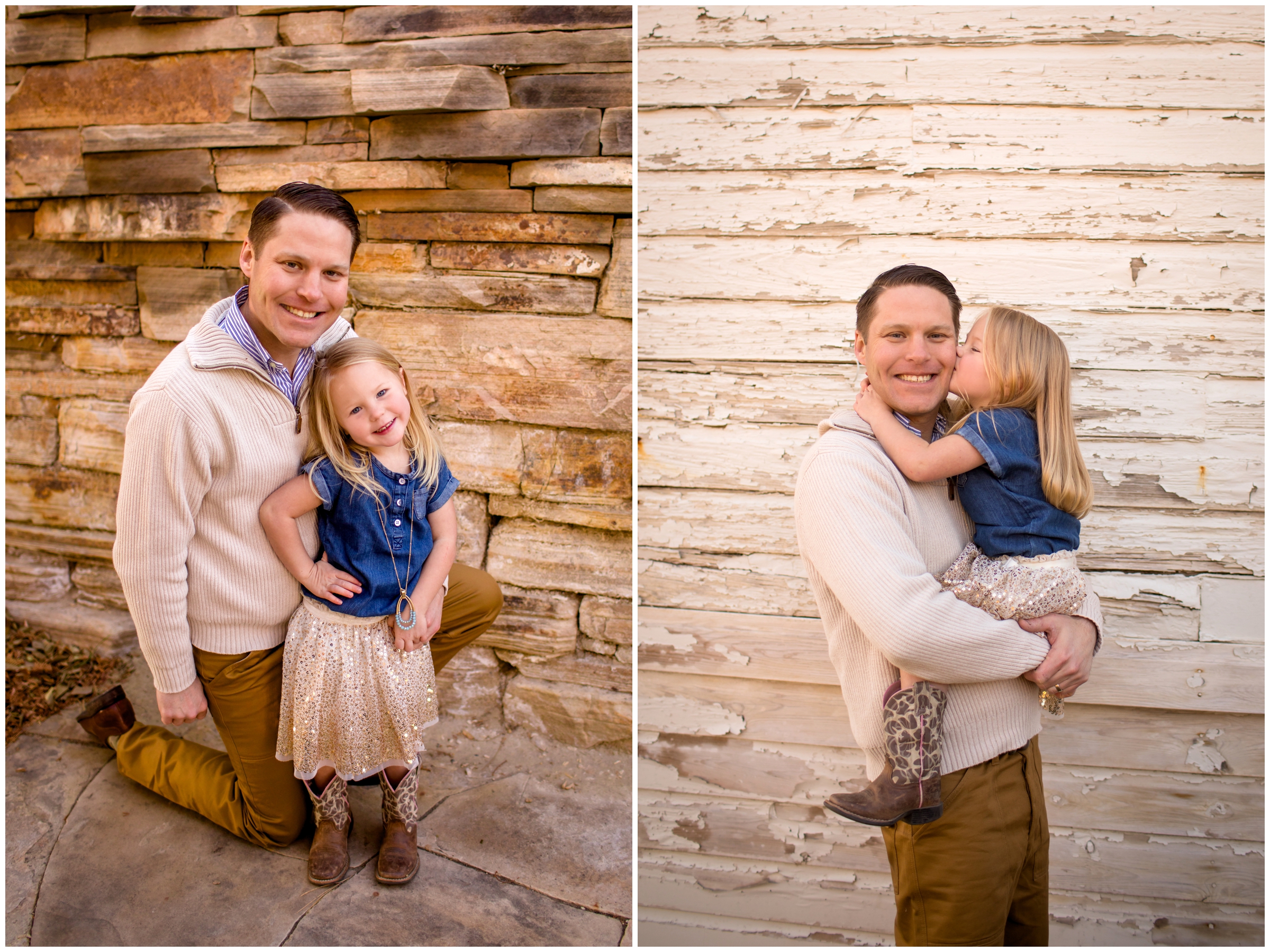 dad and daughter hugging during Colorado fall family portraits at Sandstone Ranch