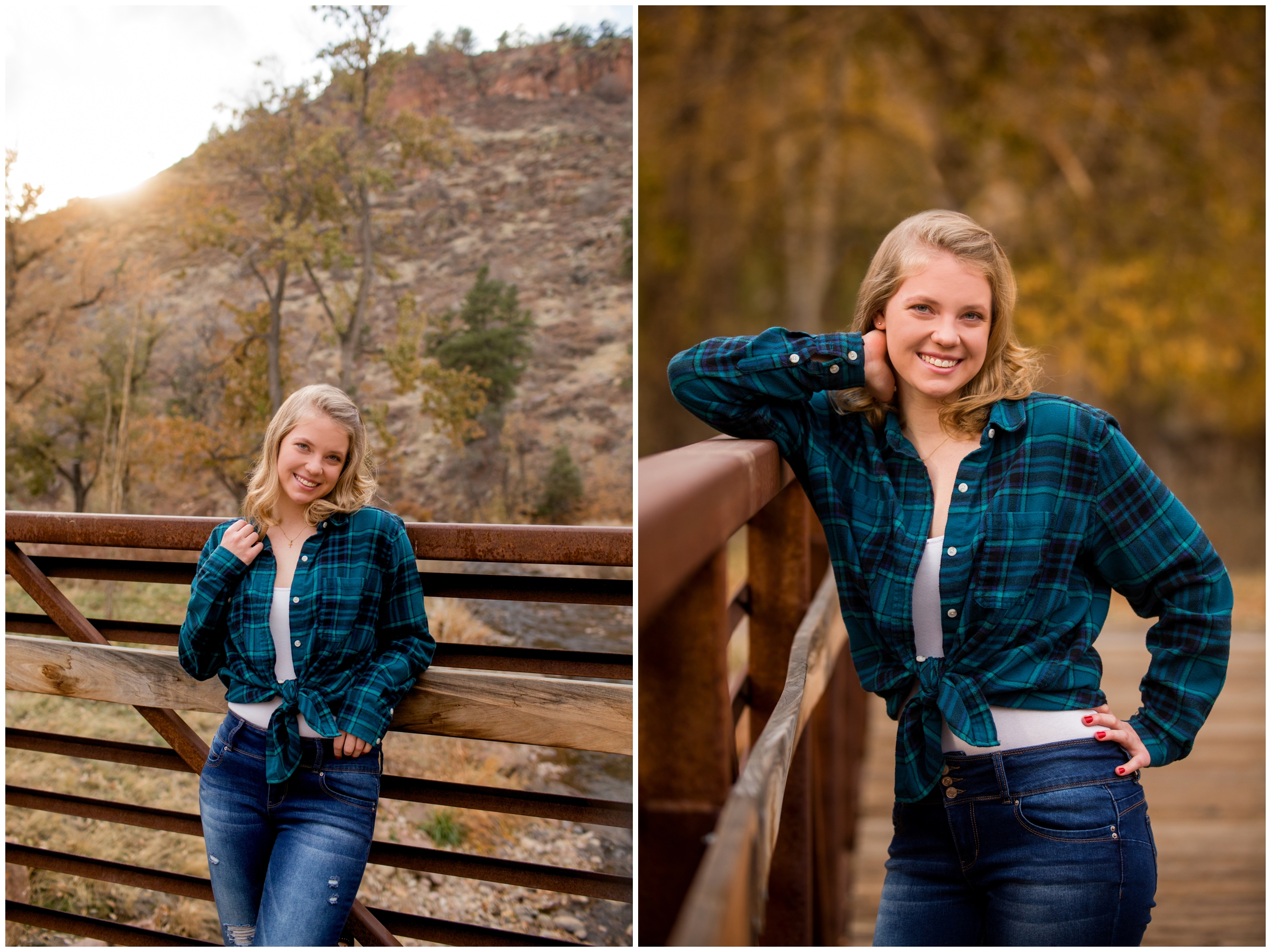 teen posing on a bridge for Estes Park Colorado senior portraits 