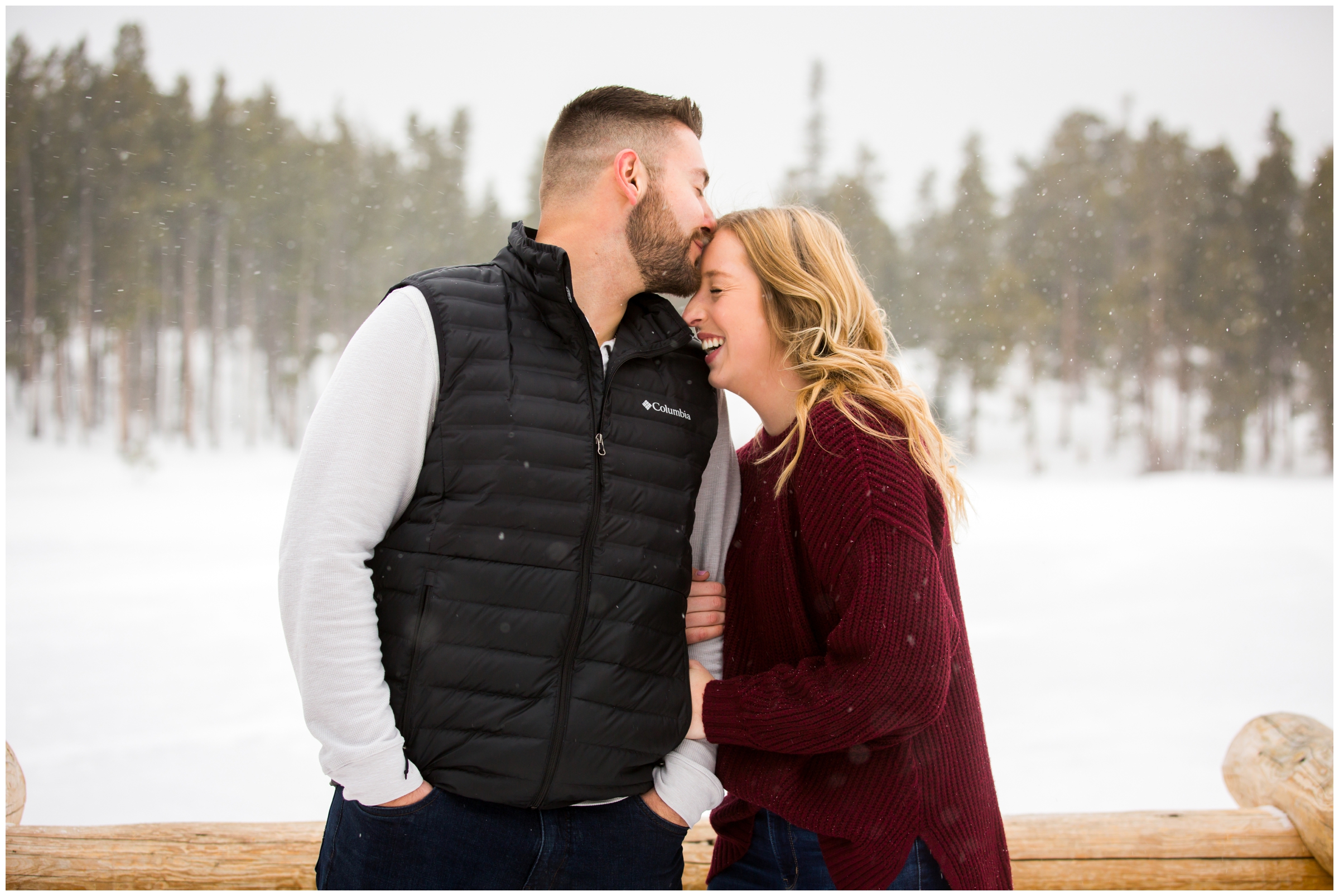 Sprague lake snowy engagement pictures