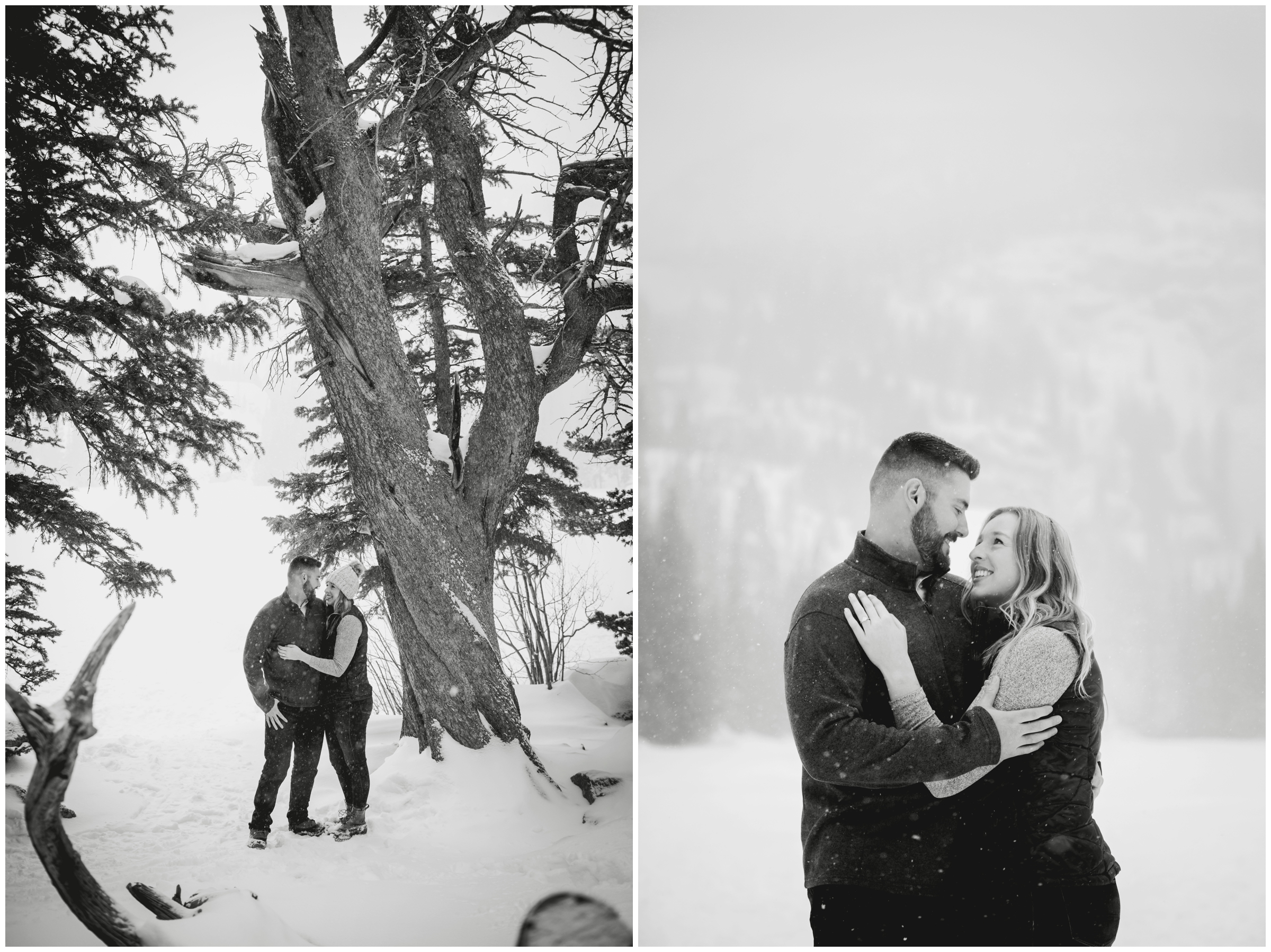 Bear Lake RMNP engagement photography inspiration in the snowy Colorado mountains