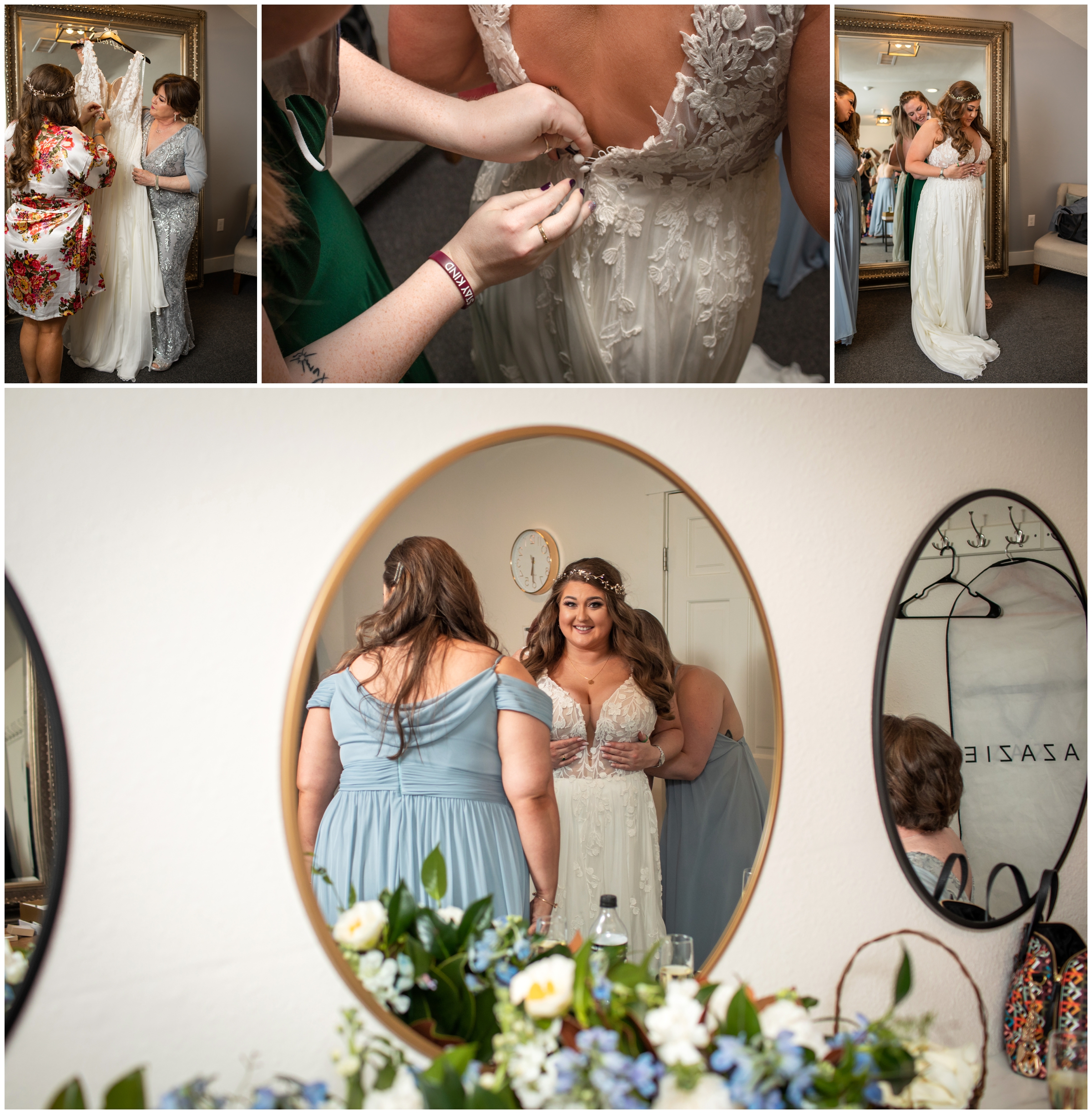bride getting ready in bridal suite at wedgewood weddings Boulder