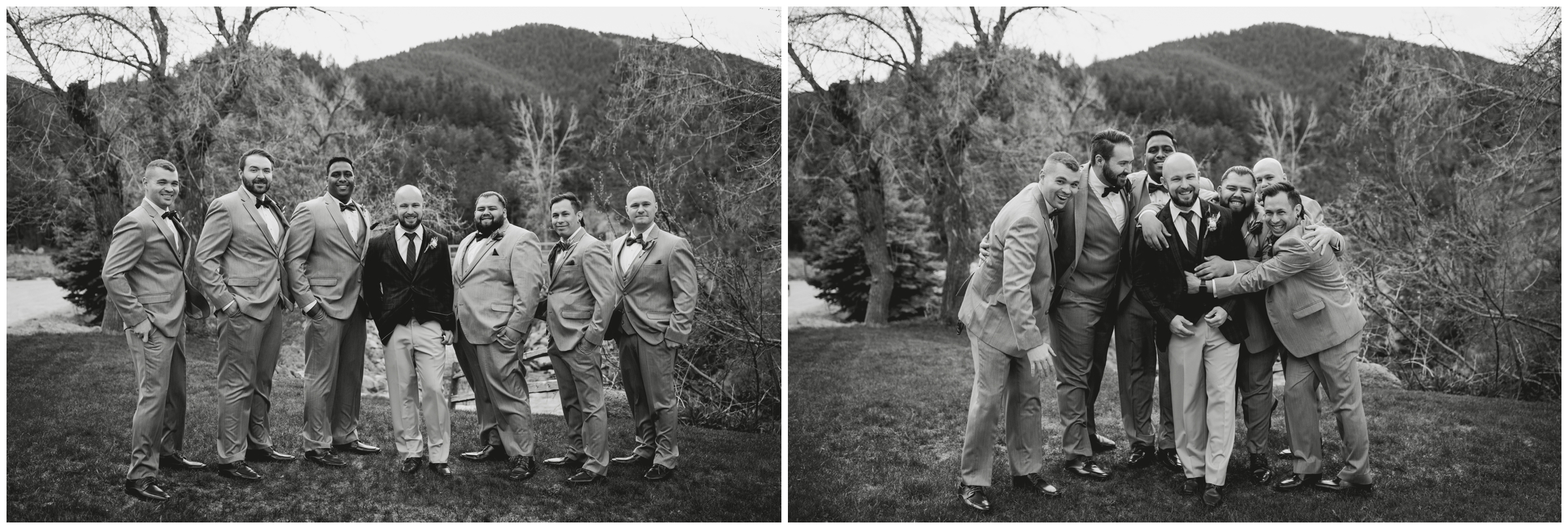 groom and groomsmen mountain wedding photography in Boulder Canyon