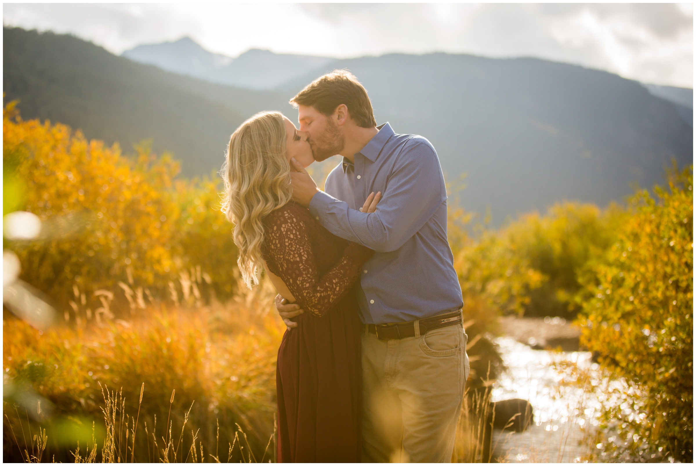 sunny fall engagement photography session at Moraine Park in Estes Park Colorado