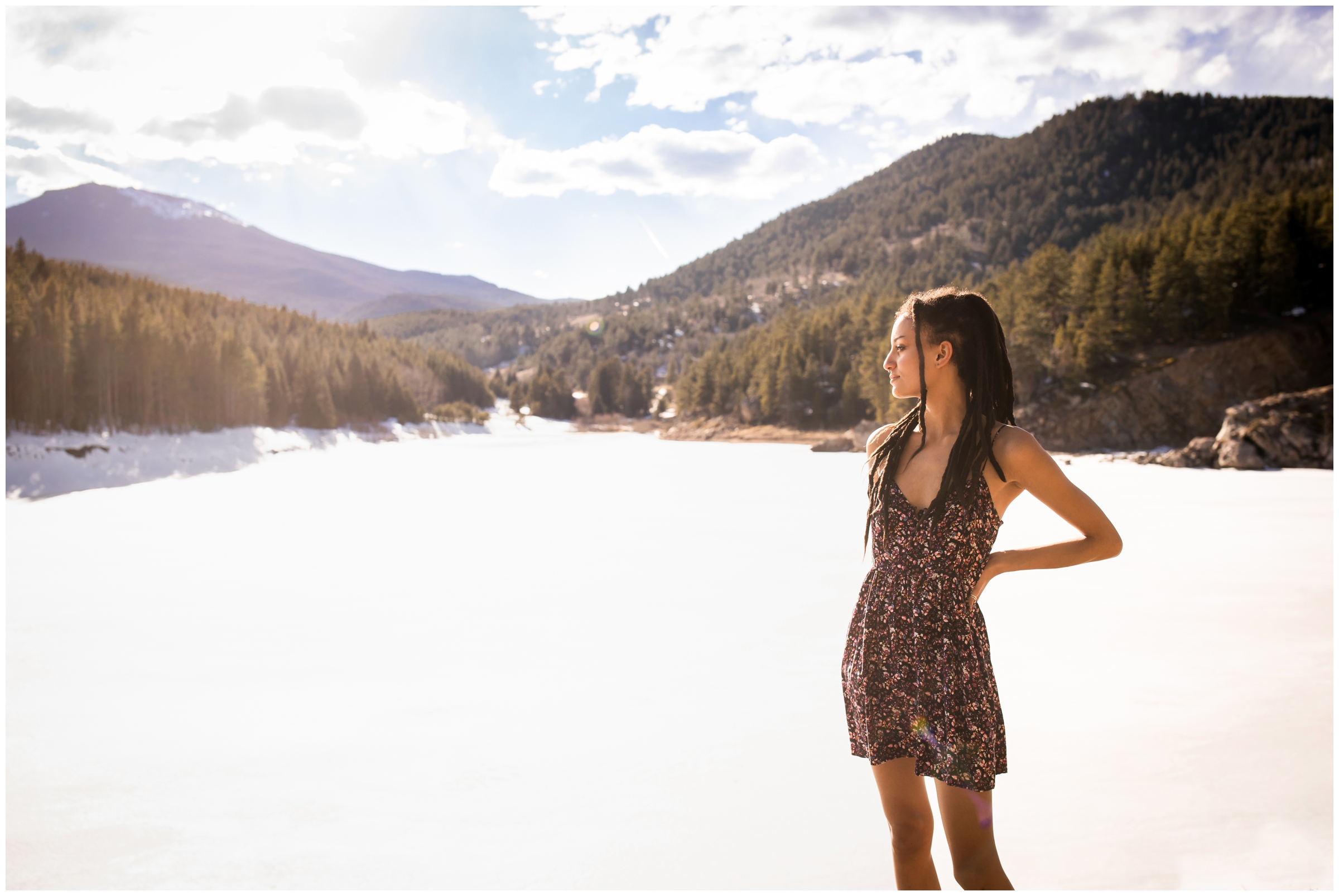 Graduation portraits during spring in the mountains of evergreen CO