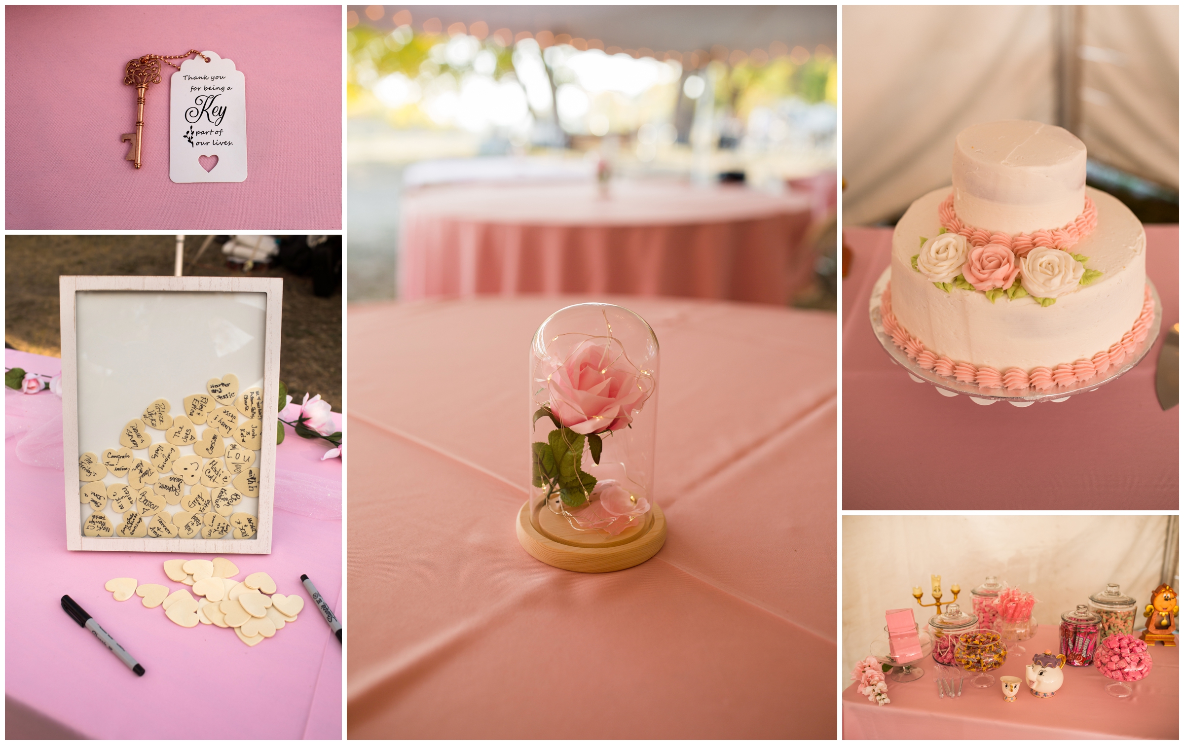 beauty and the beast themed wedding reception details 