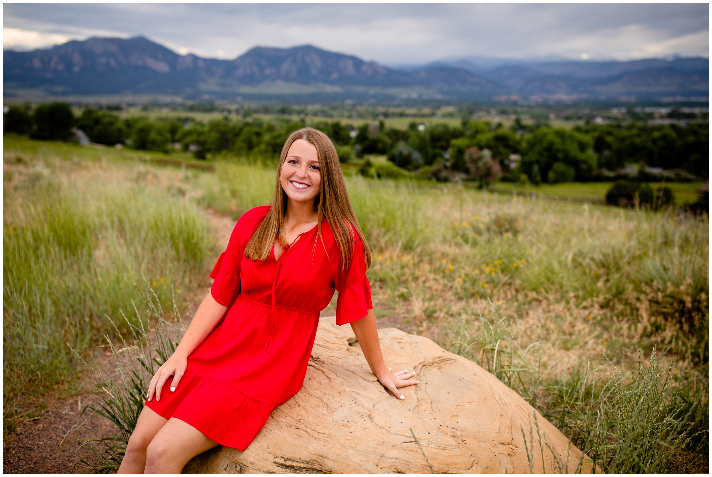 colorful summer senior photography inspiration at Boulder flatirons by plum pretty photo
