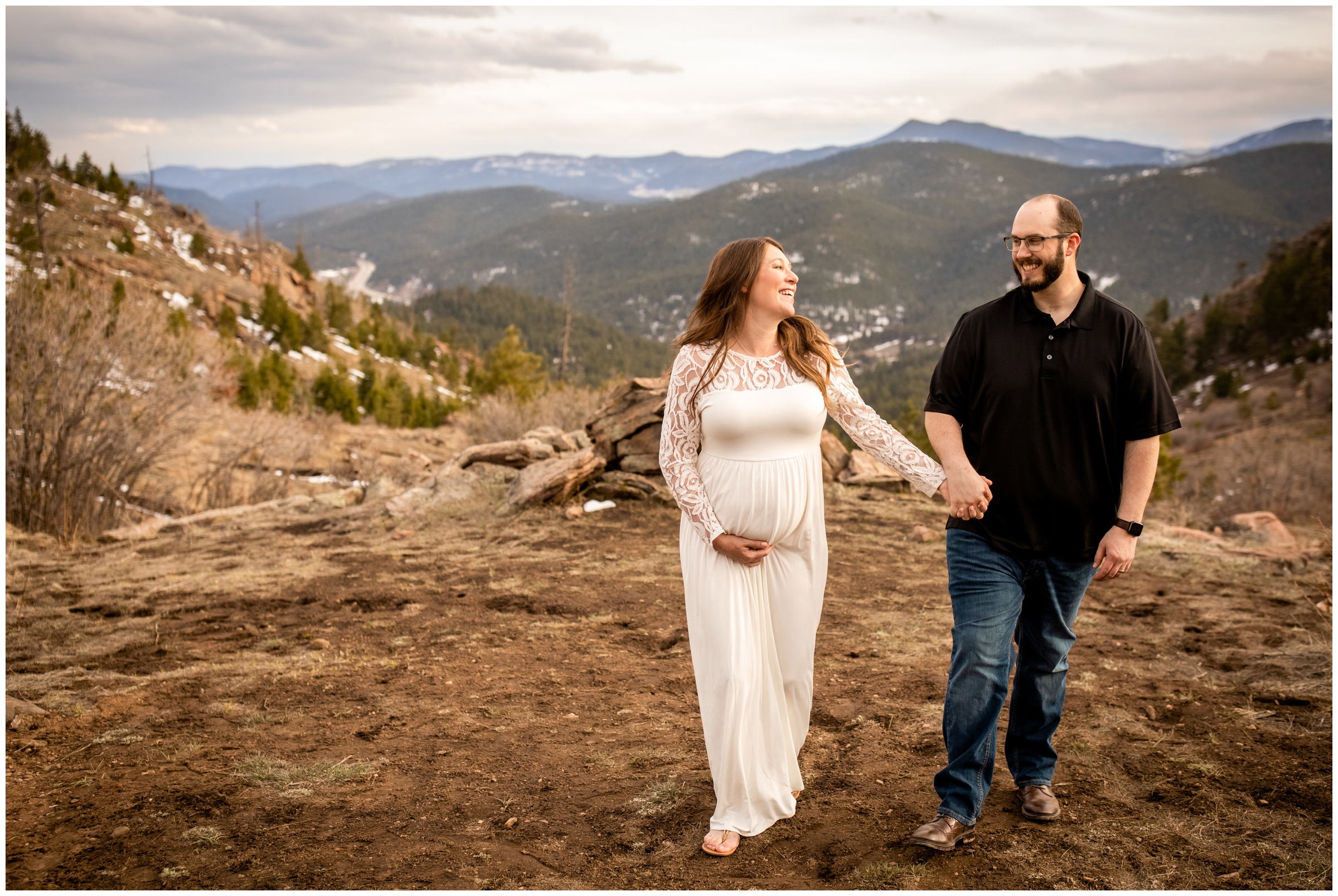 Colorado mountain maternity pictures at Mount Falcon Park West by CO portrait photographer Plum Pretty Photography