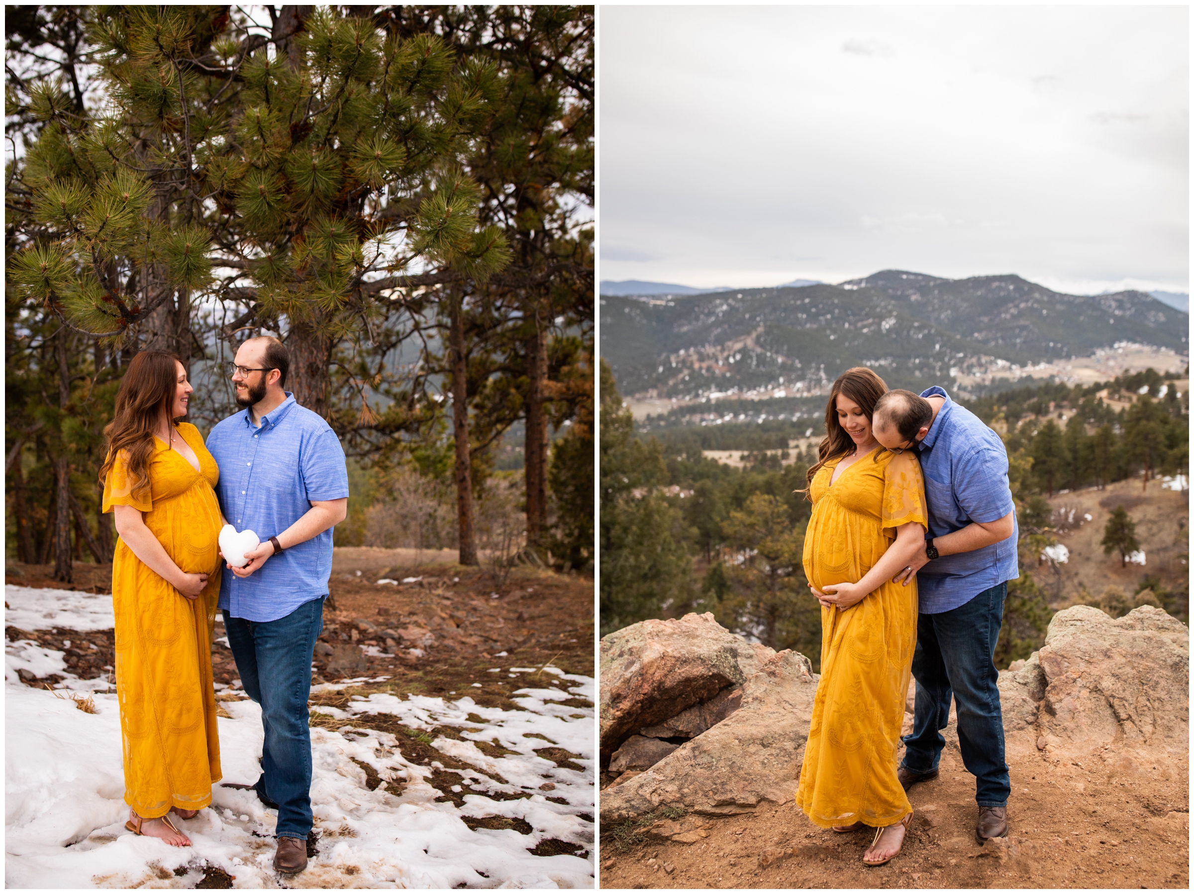snowy maternity photography inspiration in the Colorado mountains 