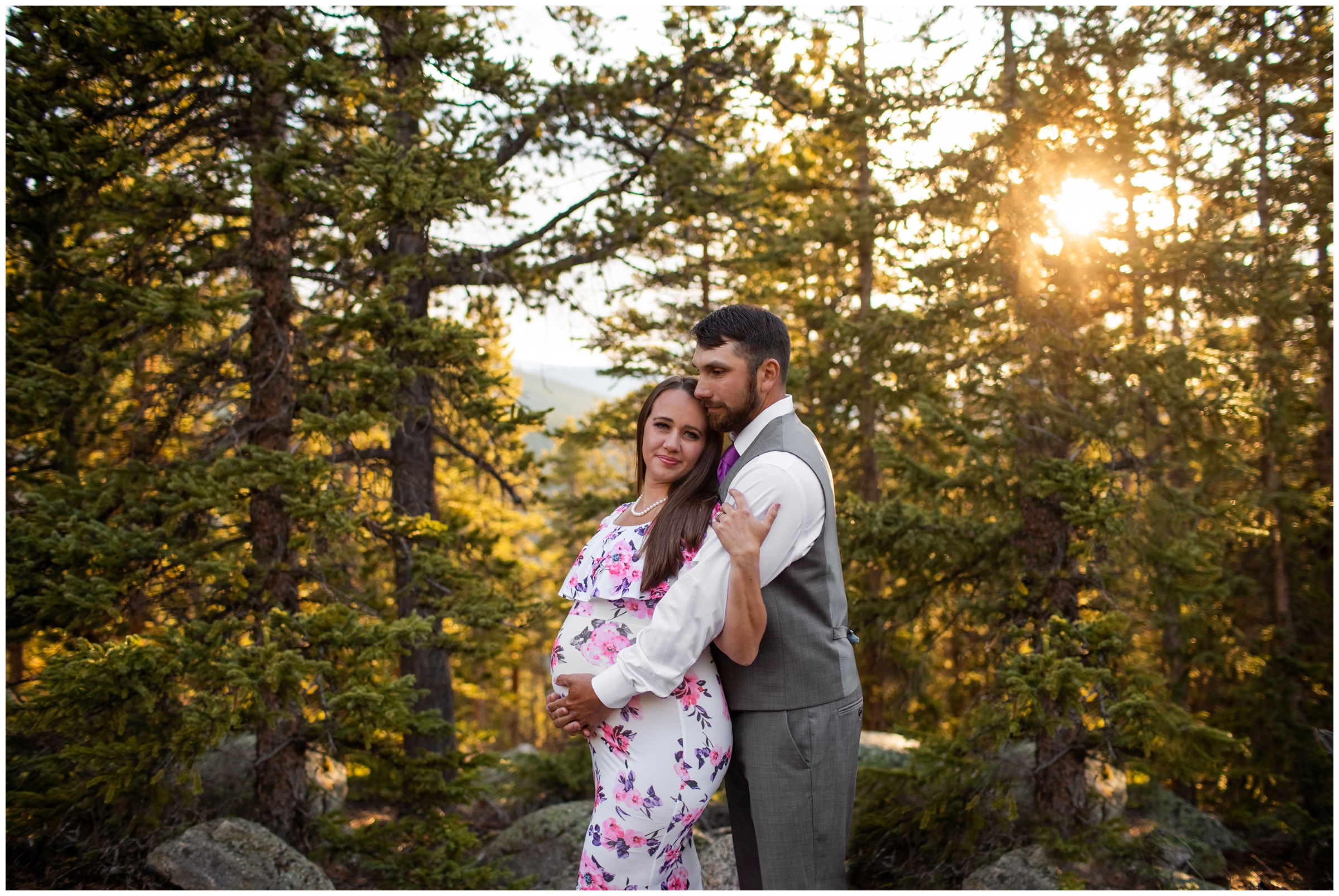 Forest maternity photos inspiration at echo lake in the Colorado mountains 