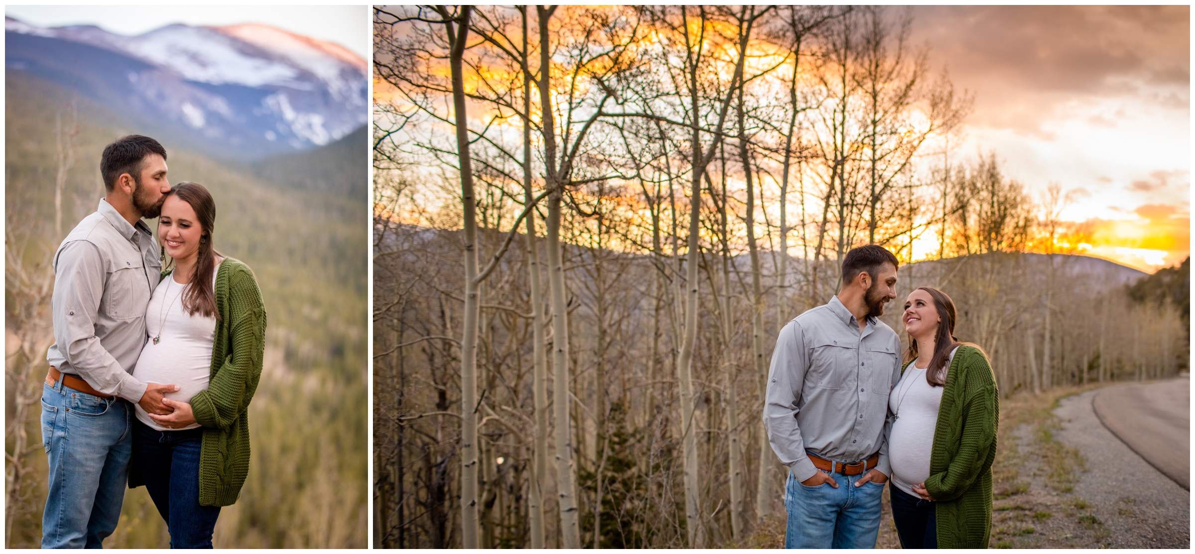 Sunset maternity photography inspiration in Idaho springs Colorado 