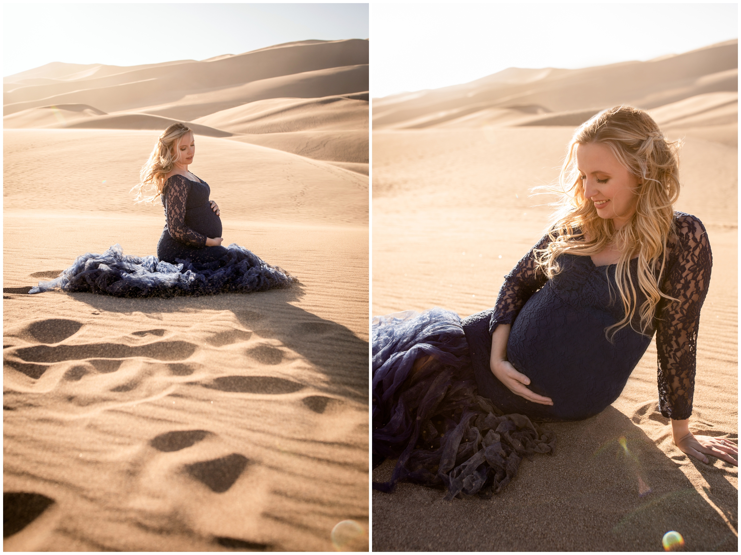 Colorado sand dunes maternity photos by award-winning portrait photographer Plum Pretty Photography